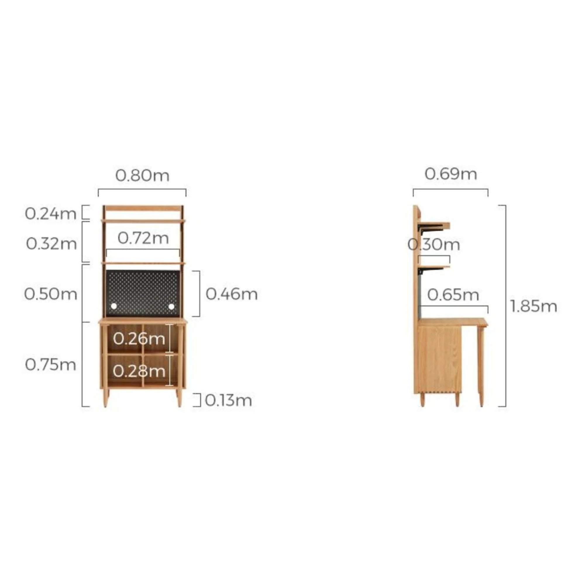 Linspire Noble Desk with Shelf, 80cm, Natural Wood