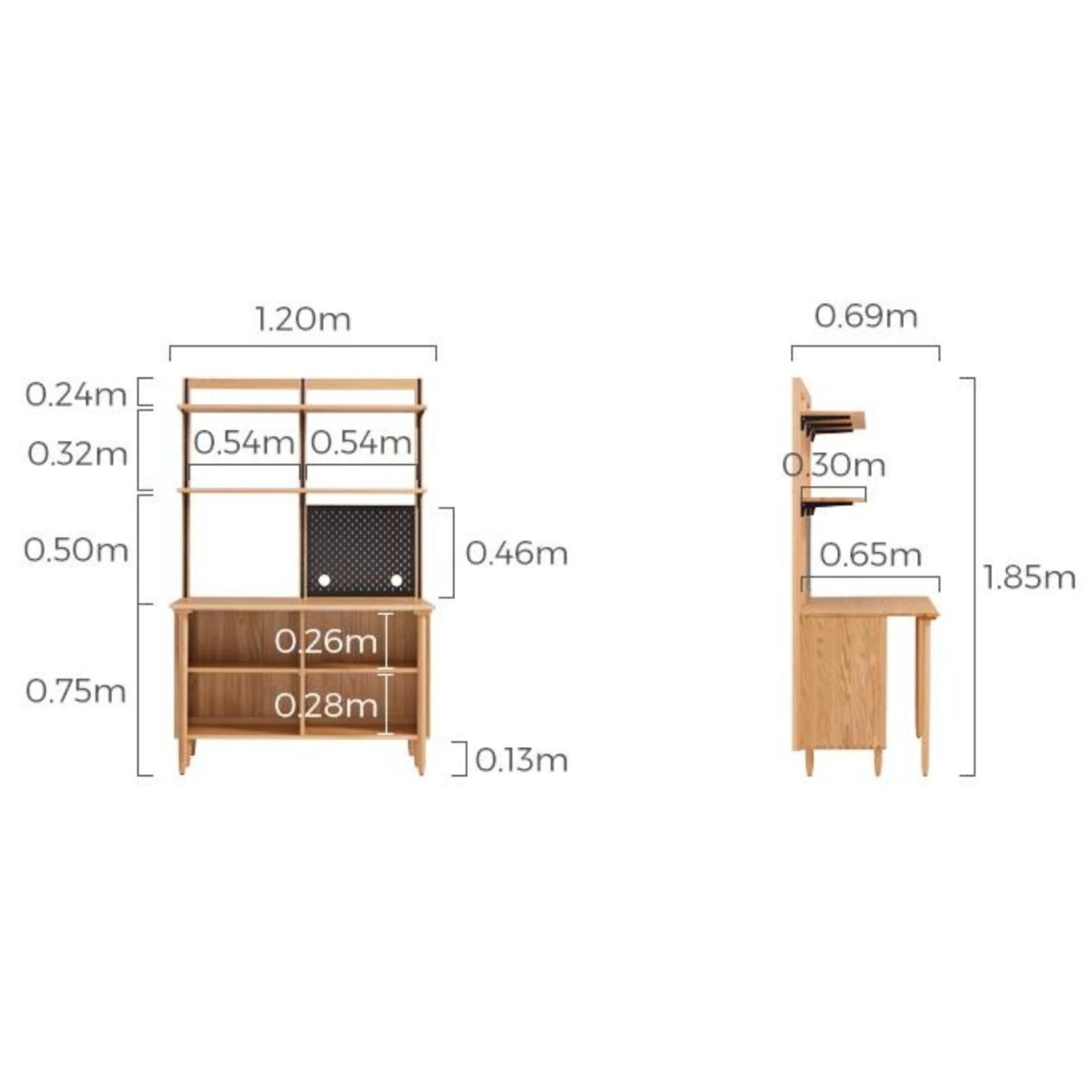 Linspire Noble Desk with Shelf, 120cm, Natural Wood