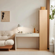 Linspire Rena Desk with Bookcase, Natural Wood & Off-White