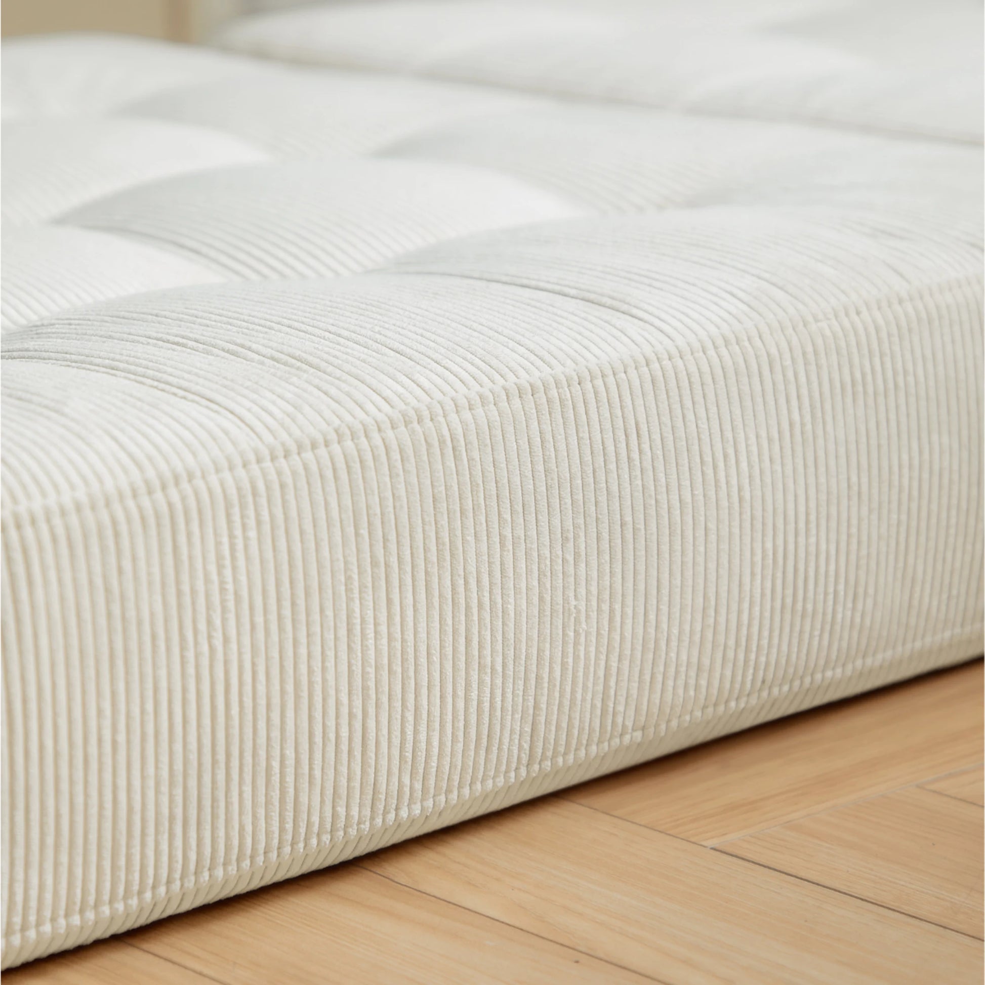 Linspire Sora Corduroy Lounge Sofa Bed, White