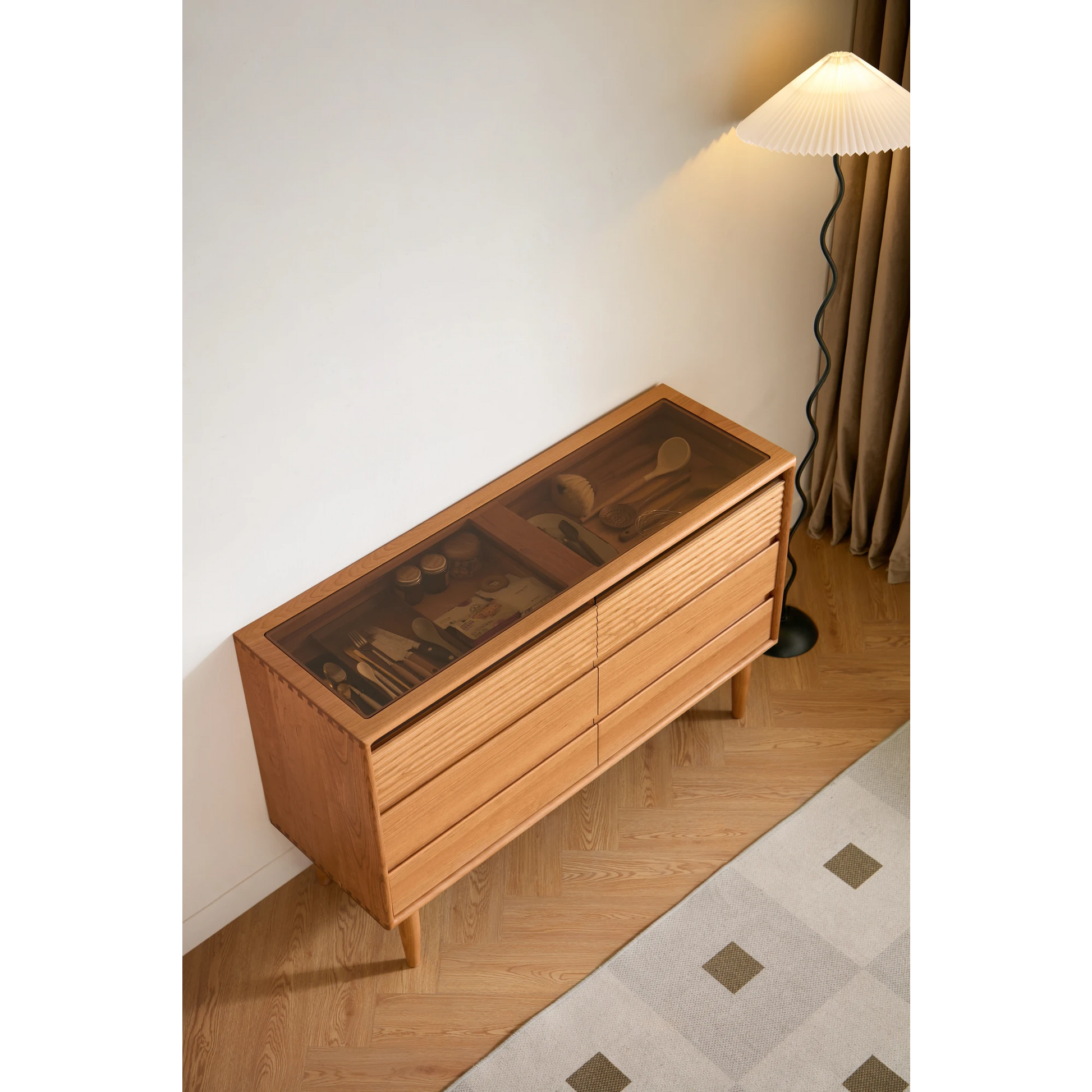 Linspire Flow Chest of 6 Drawers with Glass Top