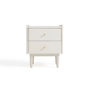 Linspire Ventus Bedside Table with Glass Top, Off-White