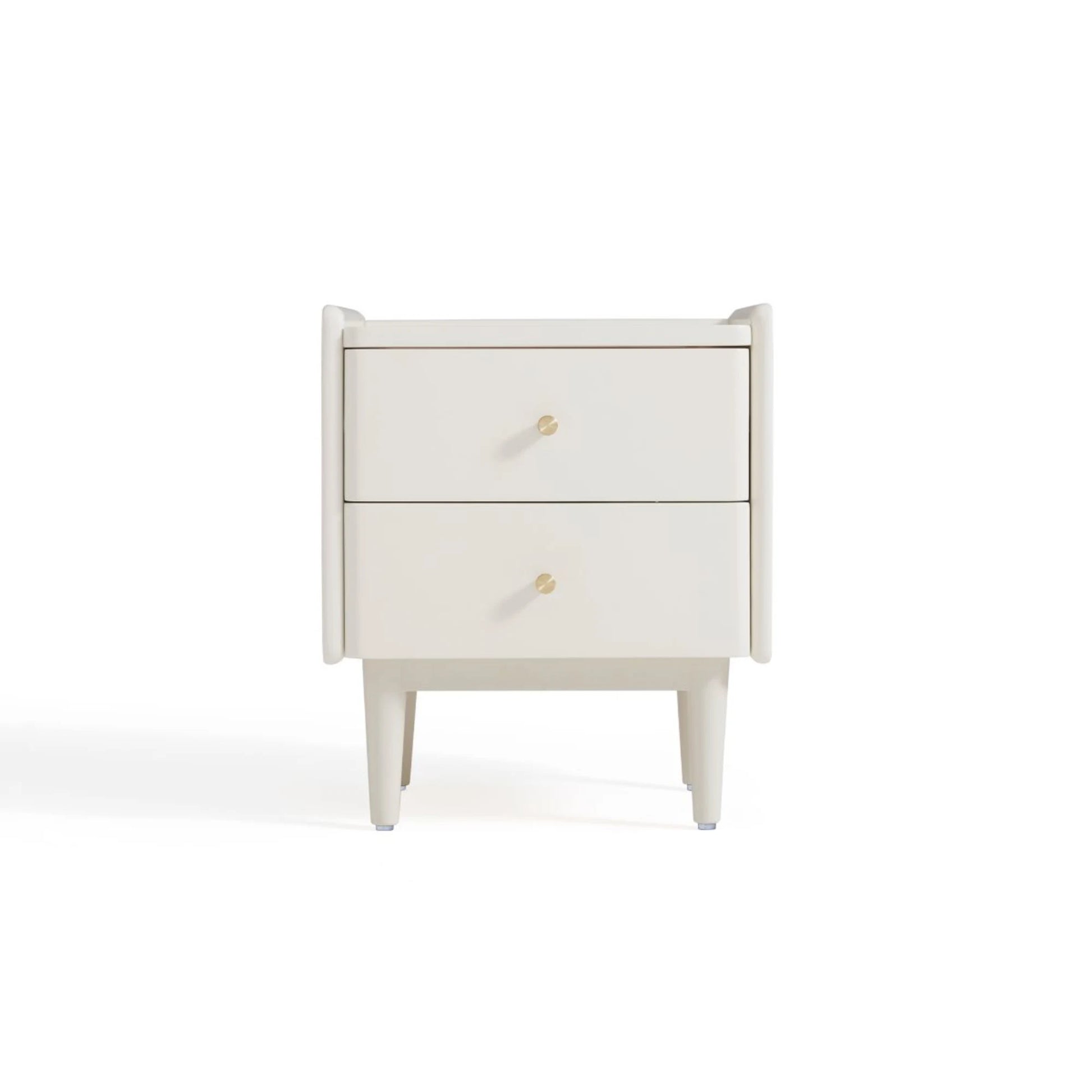 Linspire Ventus Bedside Table with Glass Top, Off-White