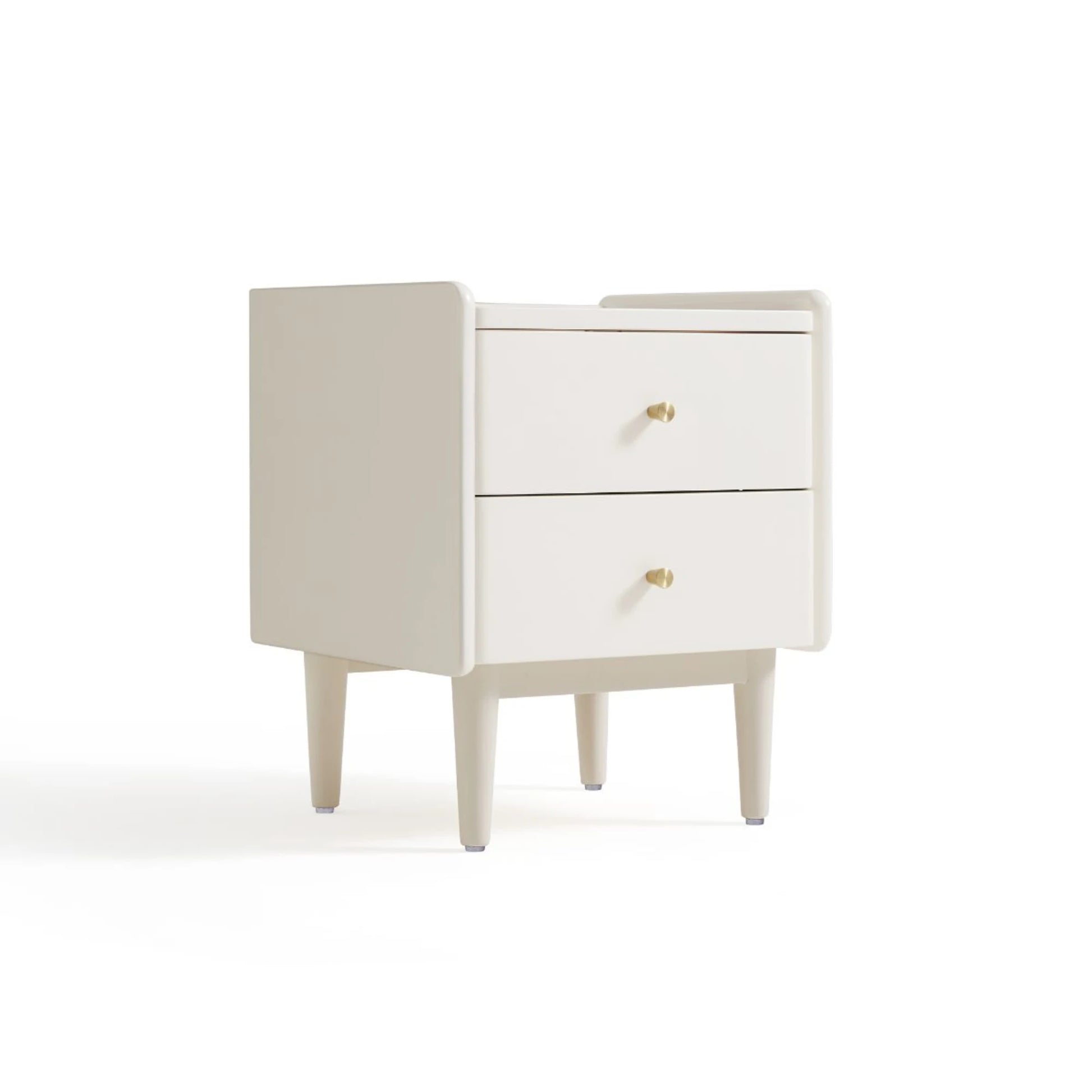 Linspire Ventus Bedside Table with Glass Top, Off-White