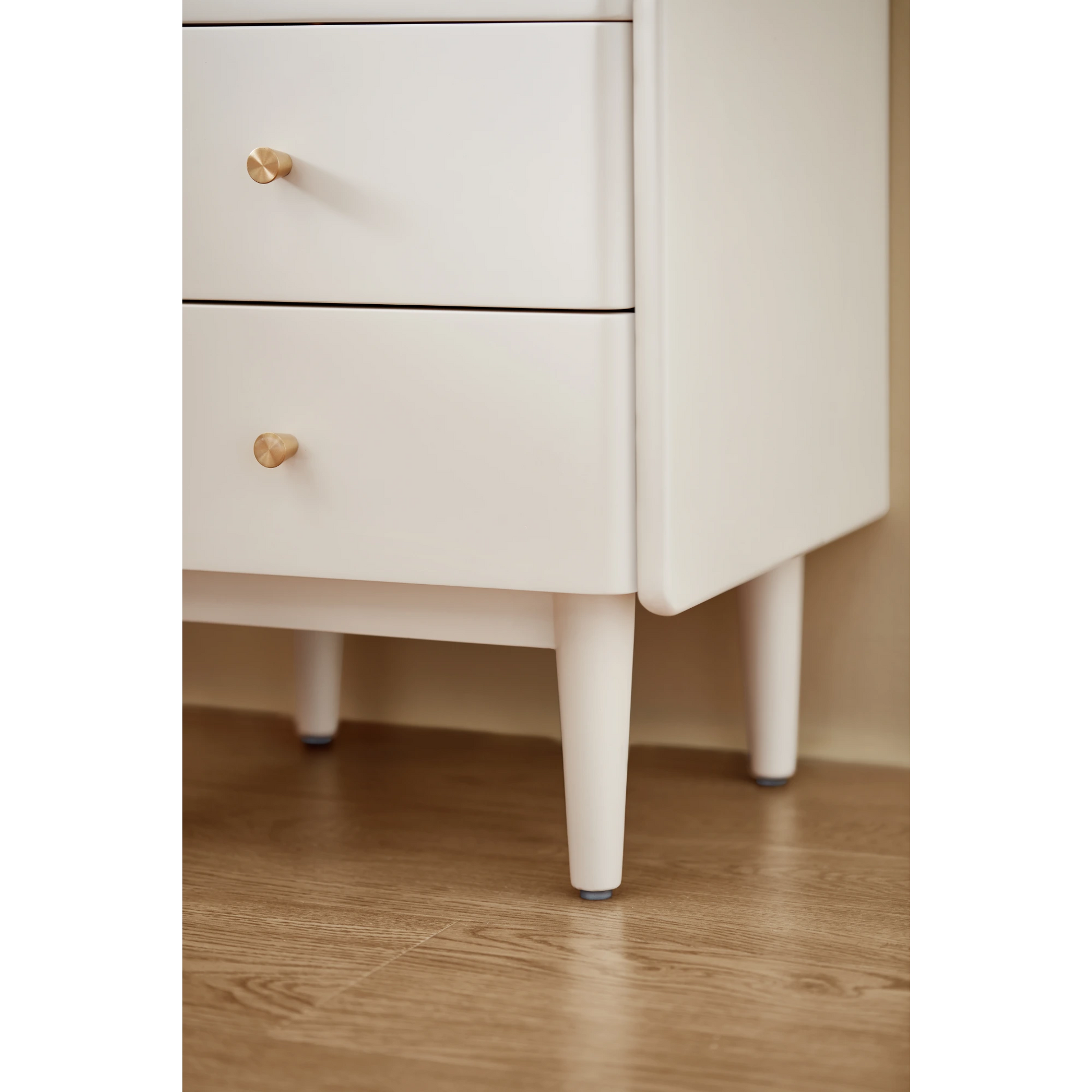 Linspire Ventus Bedside Table with Glass Top, Off-White