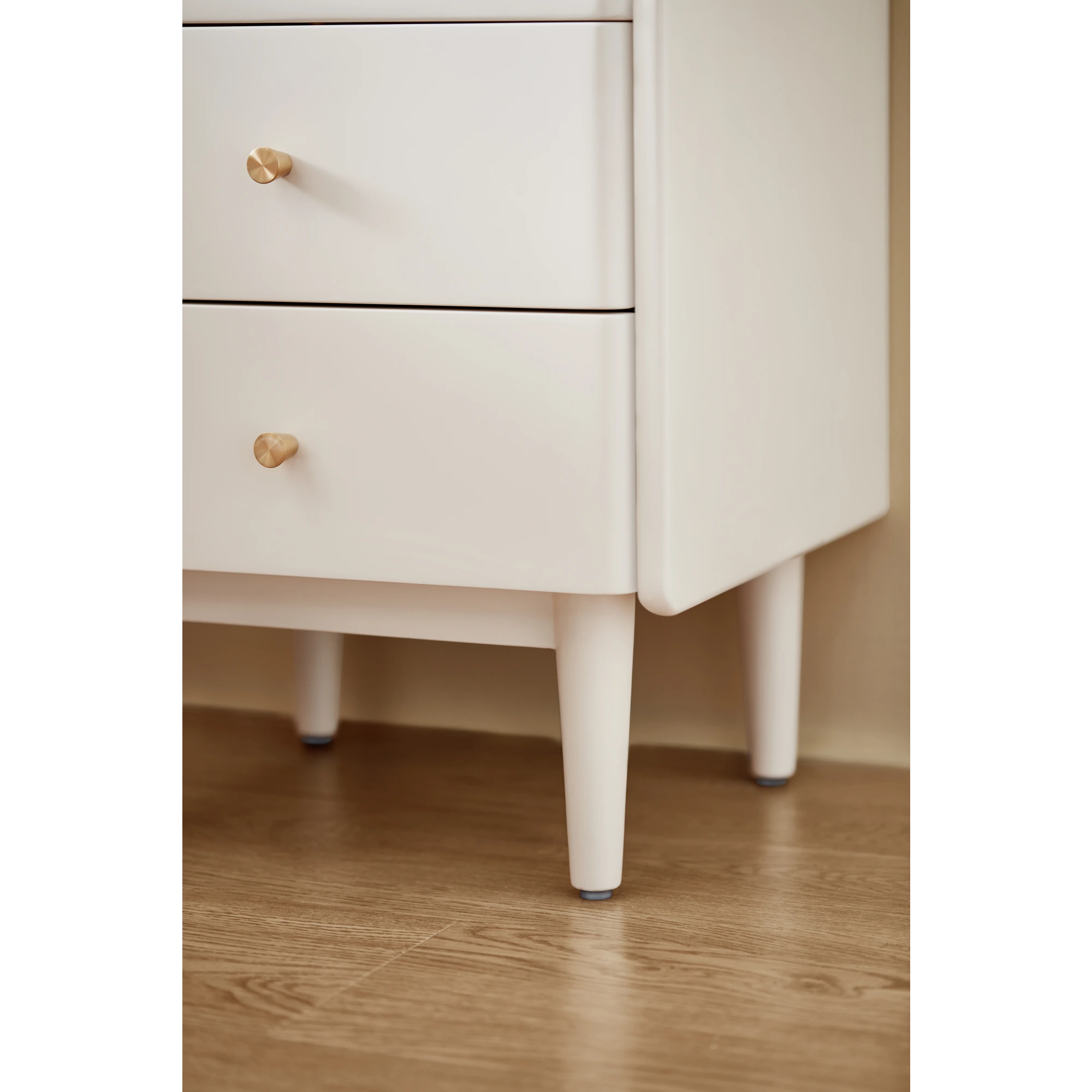 Linspire Ventus Bedside Table with Glass Top, Off-White