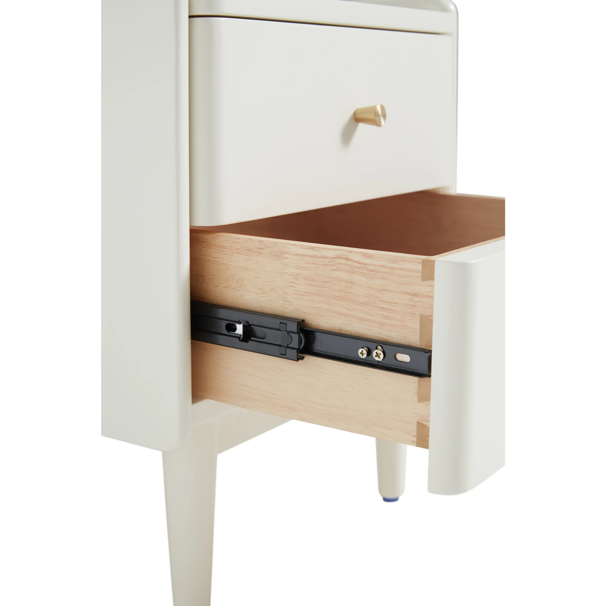 Linspire Ventus Bedside Table with Glass Top, Off-White