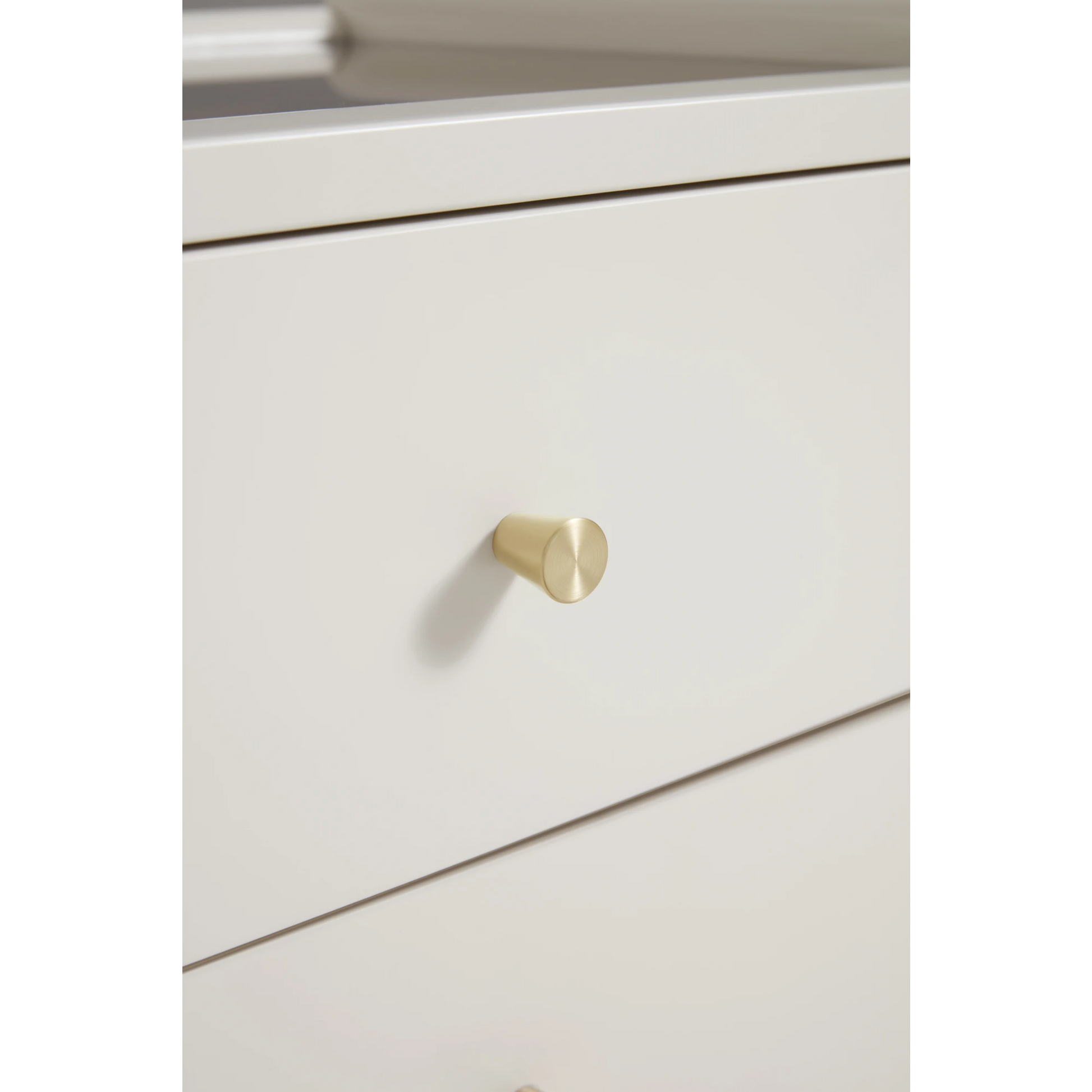 Linspire Ventus Bedside Table with Glass Top, Off-White