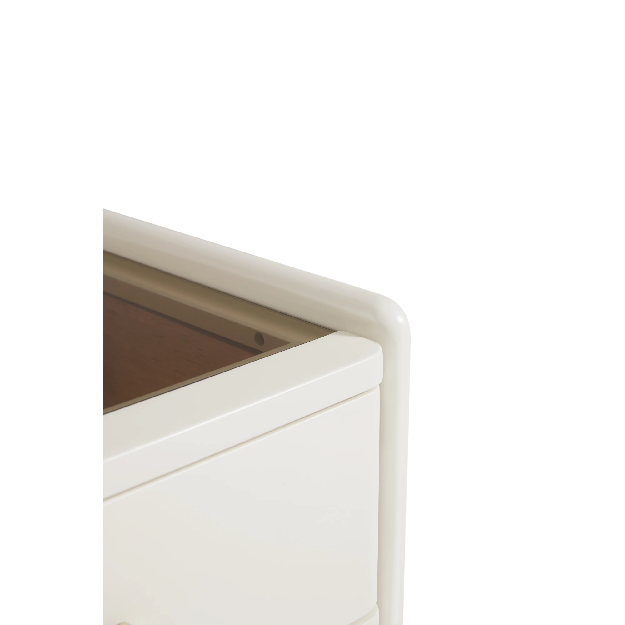 Linspire Ventus Bedside Table with Glass Top, Off-White