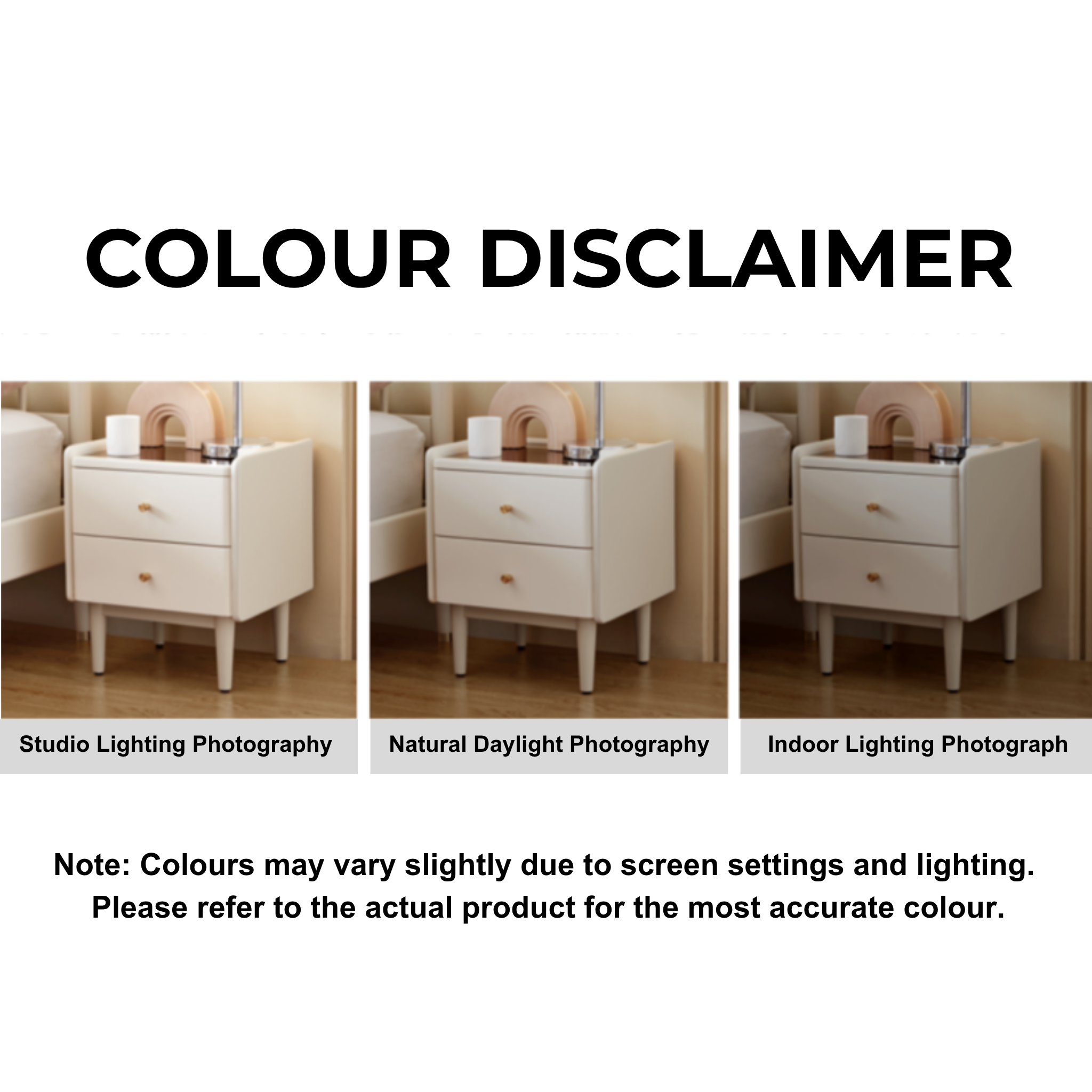 Linspire Ventus Bedside Table with Glass Top, Off-White