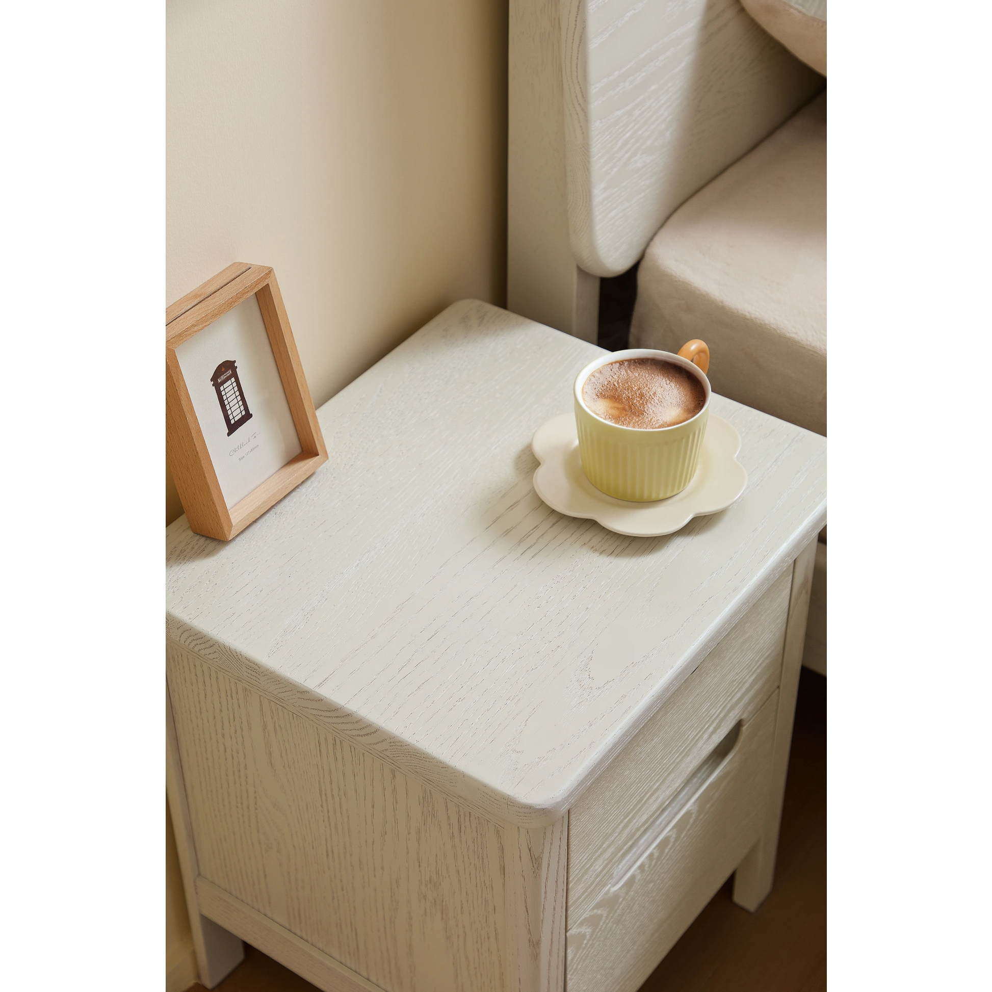 Linspire Ventus Solid Wood Bedside Table, White