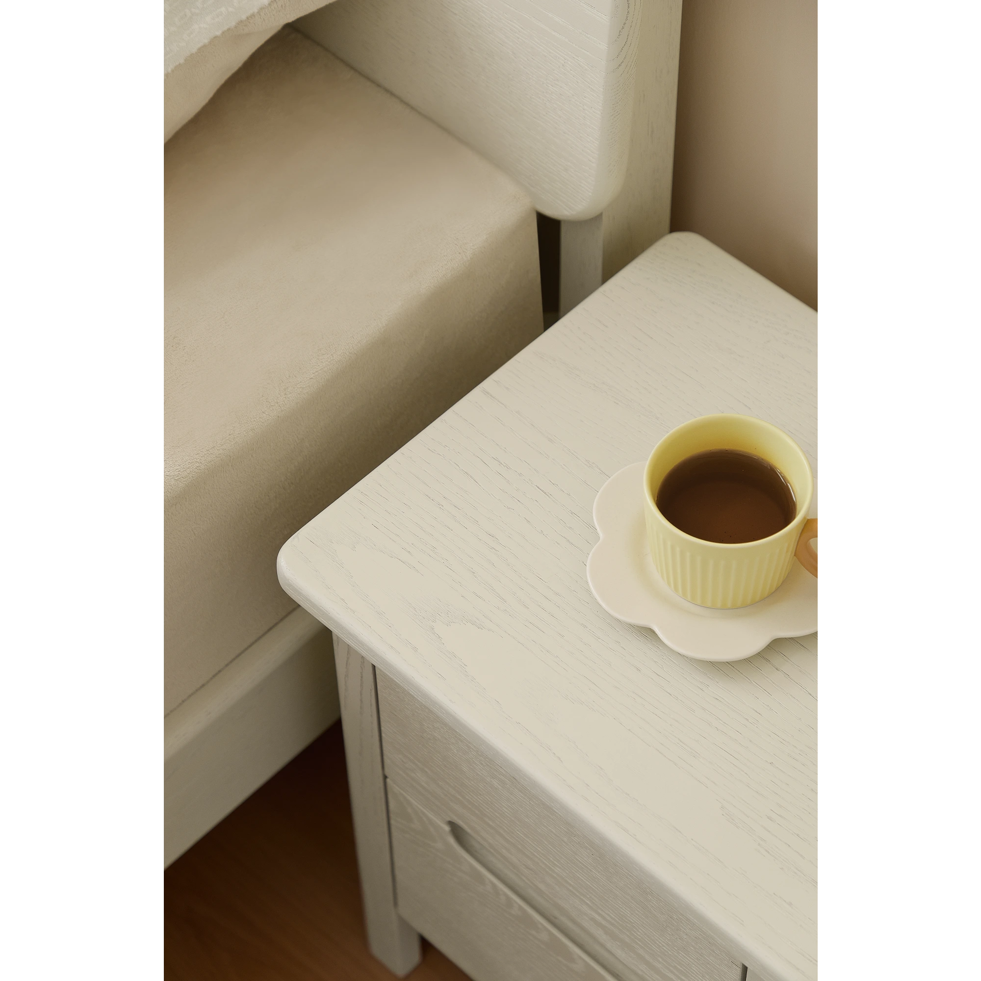 Linspire Ventus Solid Wood Bedside Table, White