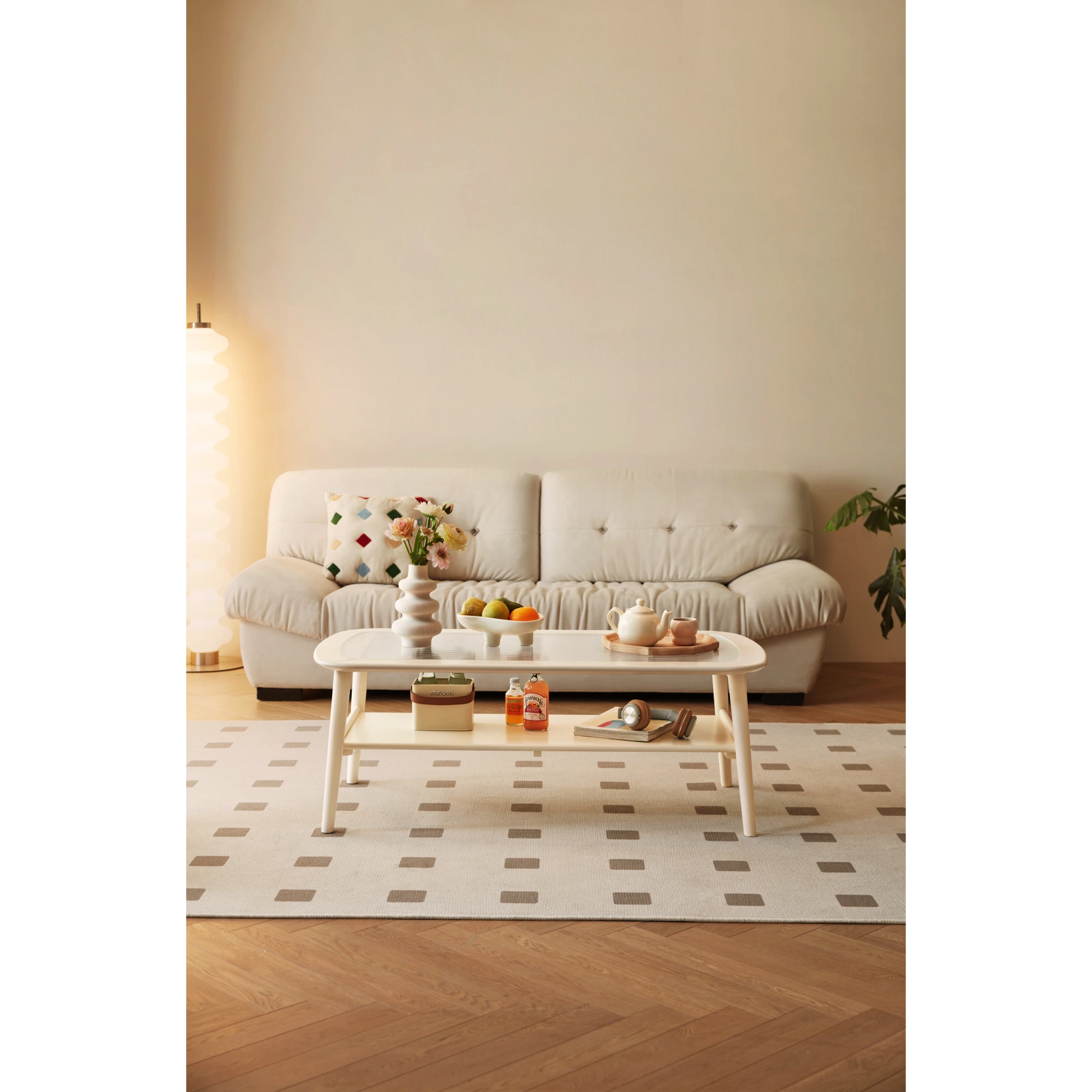 Linspire Ventus Coffee Table with Glass Top, 100cm, White
