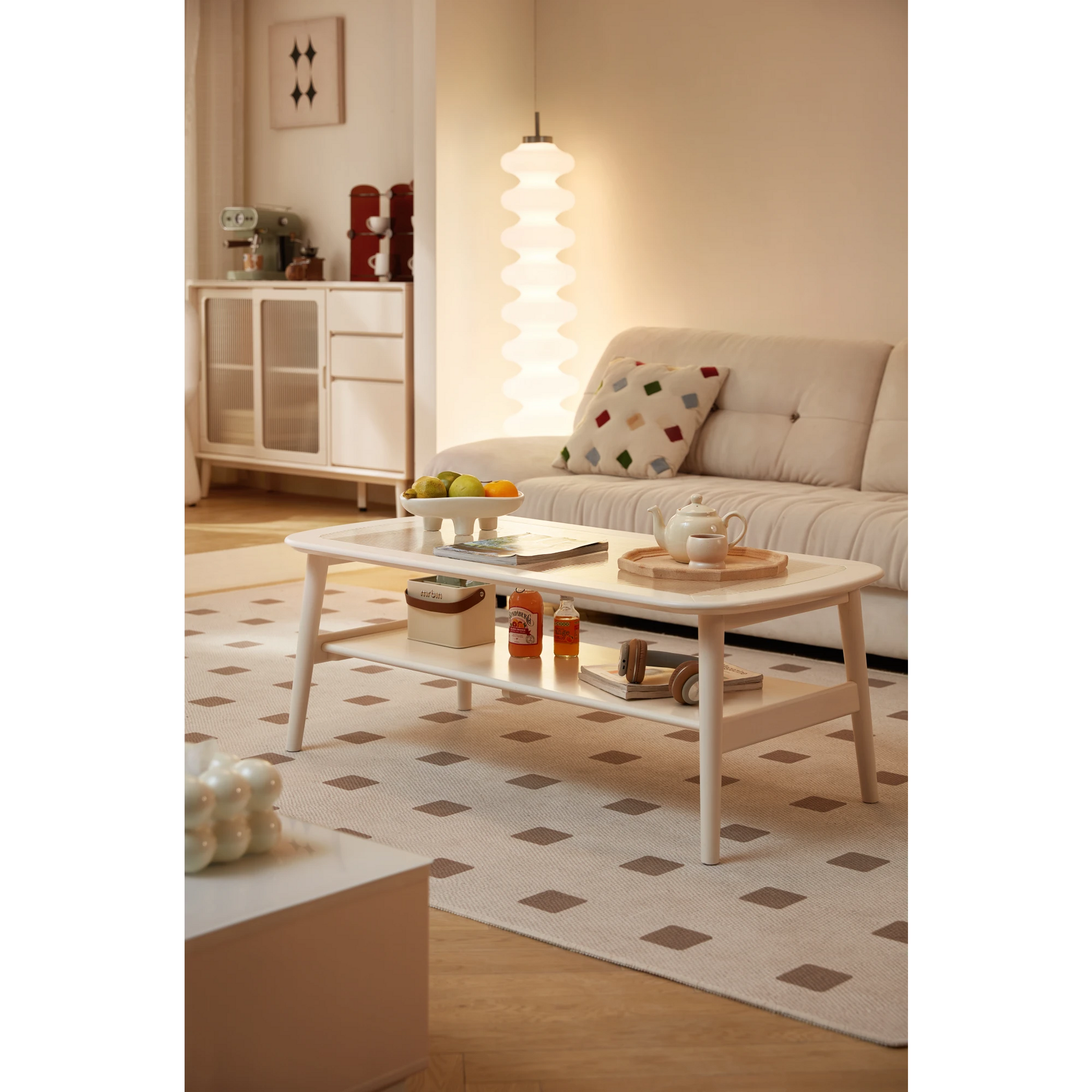 Linspire Ventus Coffee Table with Glass Top, 120cm, White