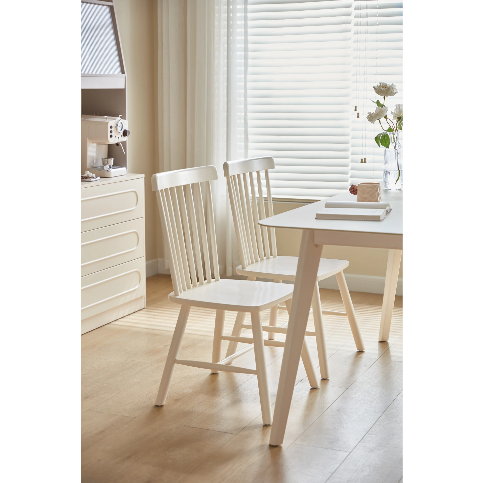 Linspire Ventus Solid Wood Dining Chairs, White, Set of 2