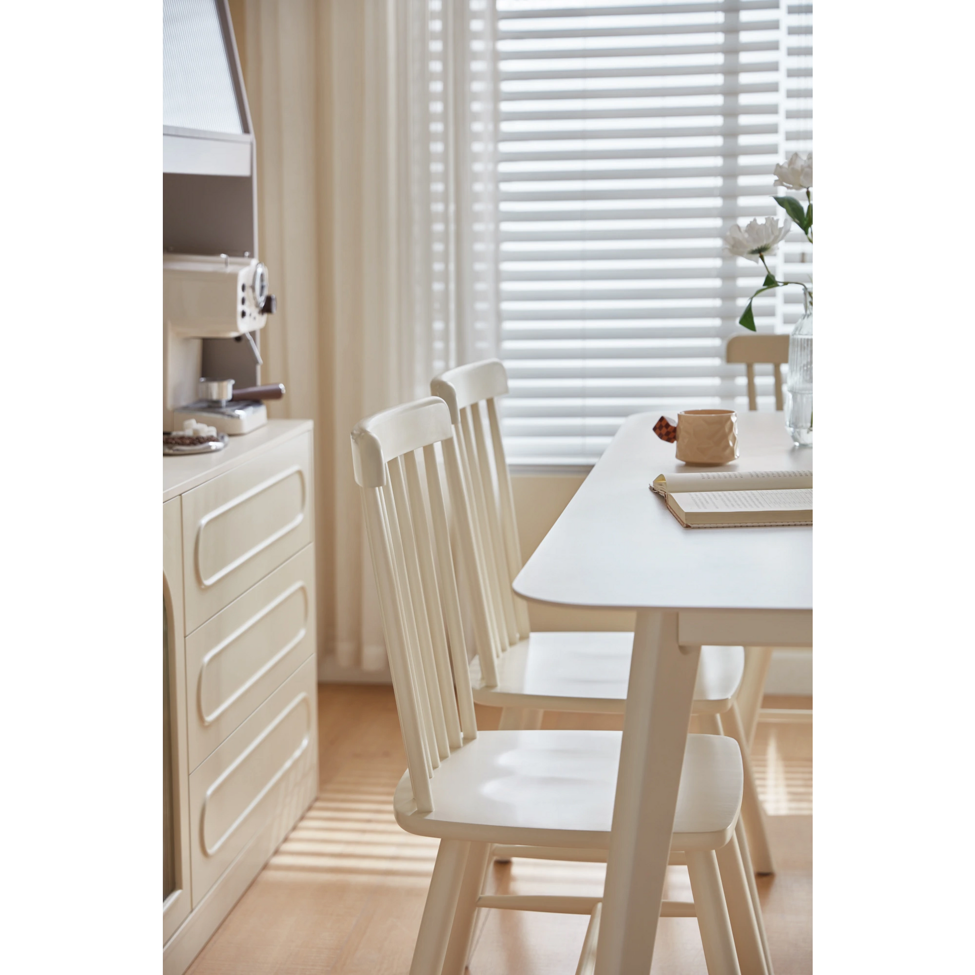 Linspire Ventus Solid Wood Dining Chairs, White, Set of 2