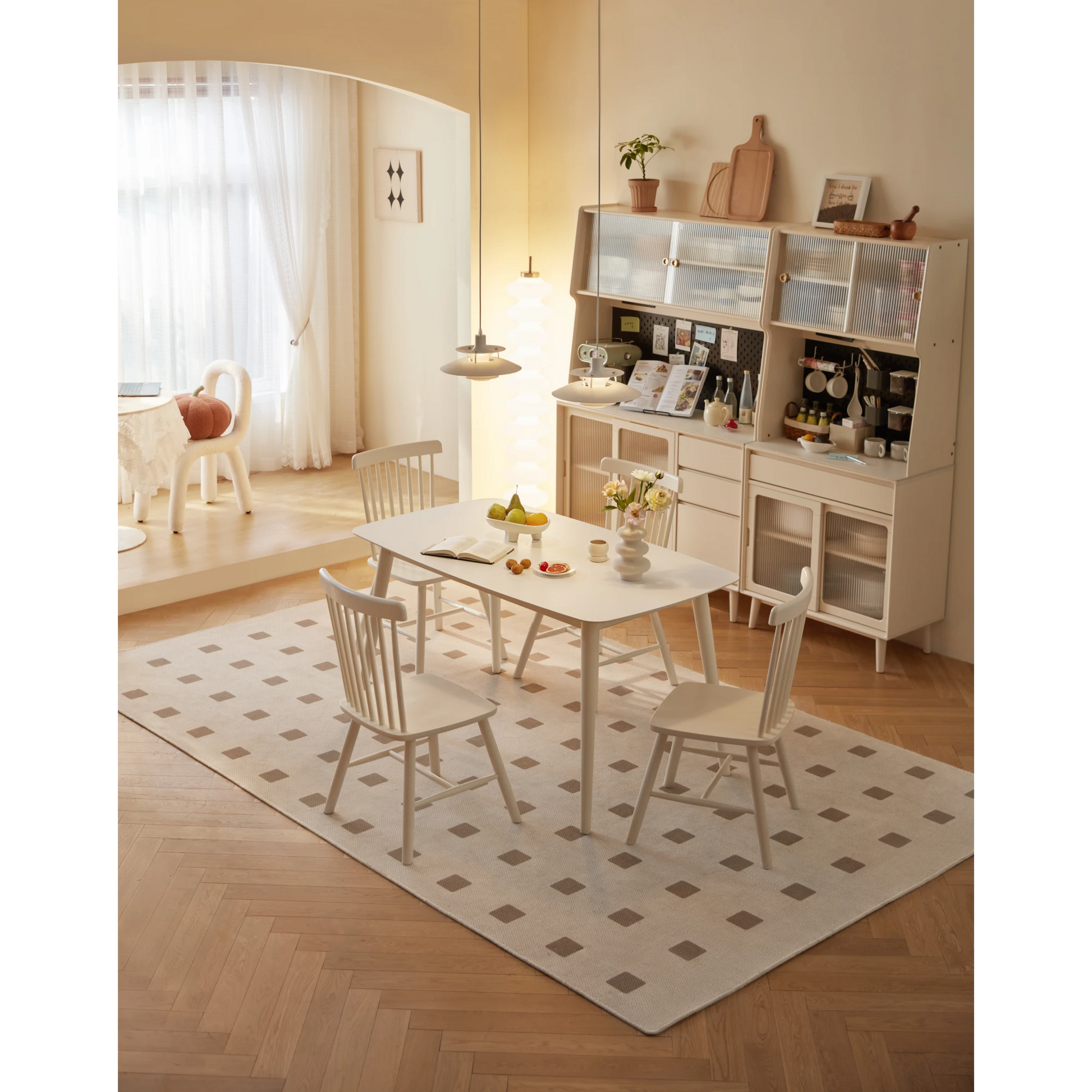 Linspire Ventus Dining Table With Sintered Marble Top, White
