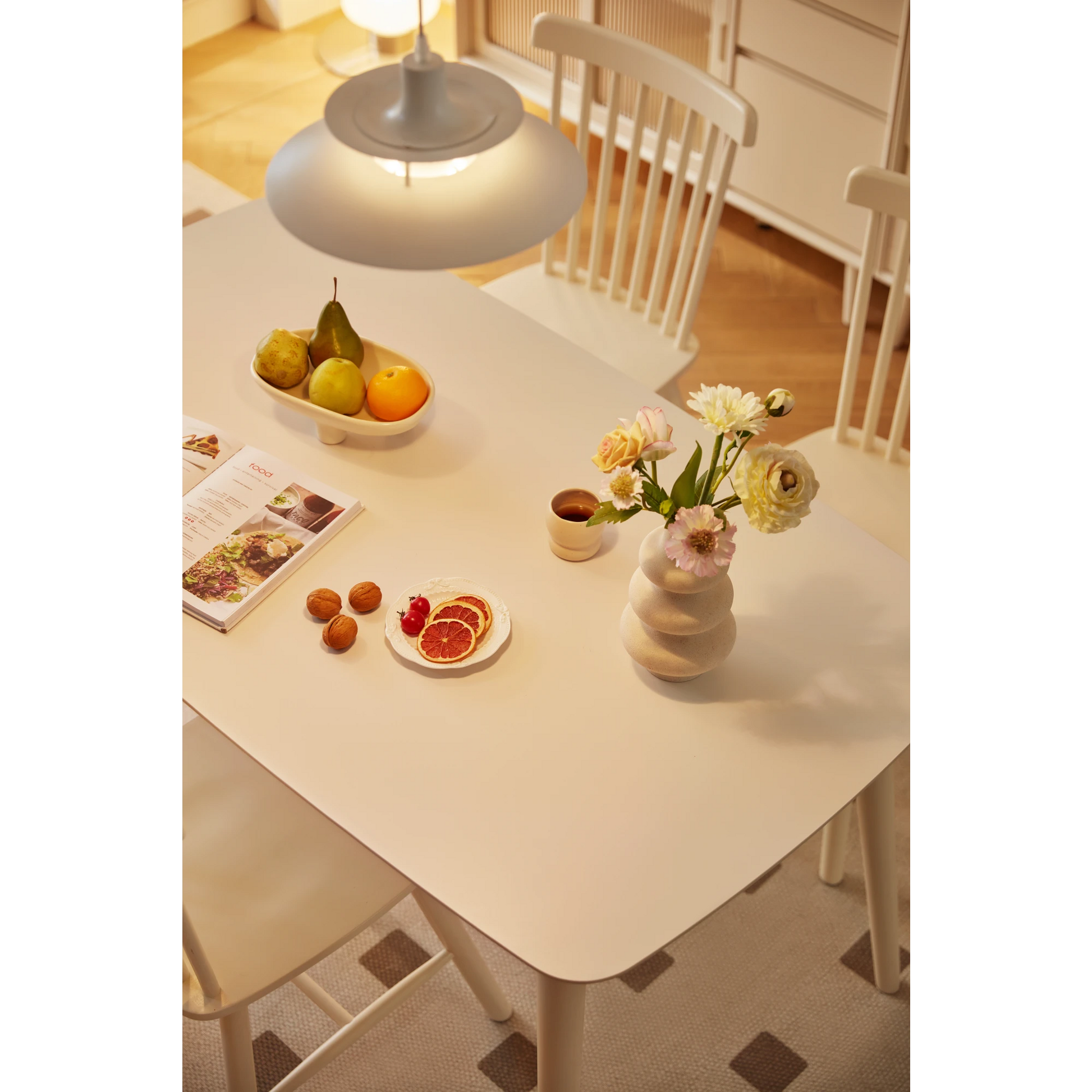 Linspire Ventus Dining Table With Sintered Marble Top, White