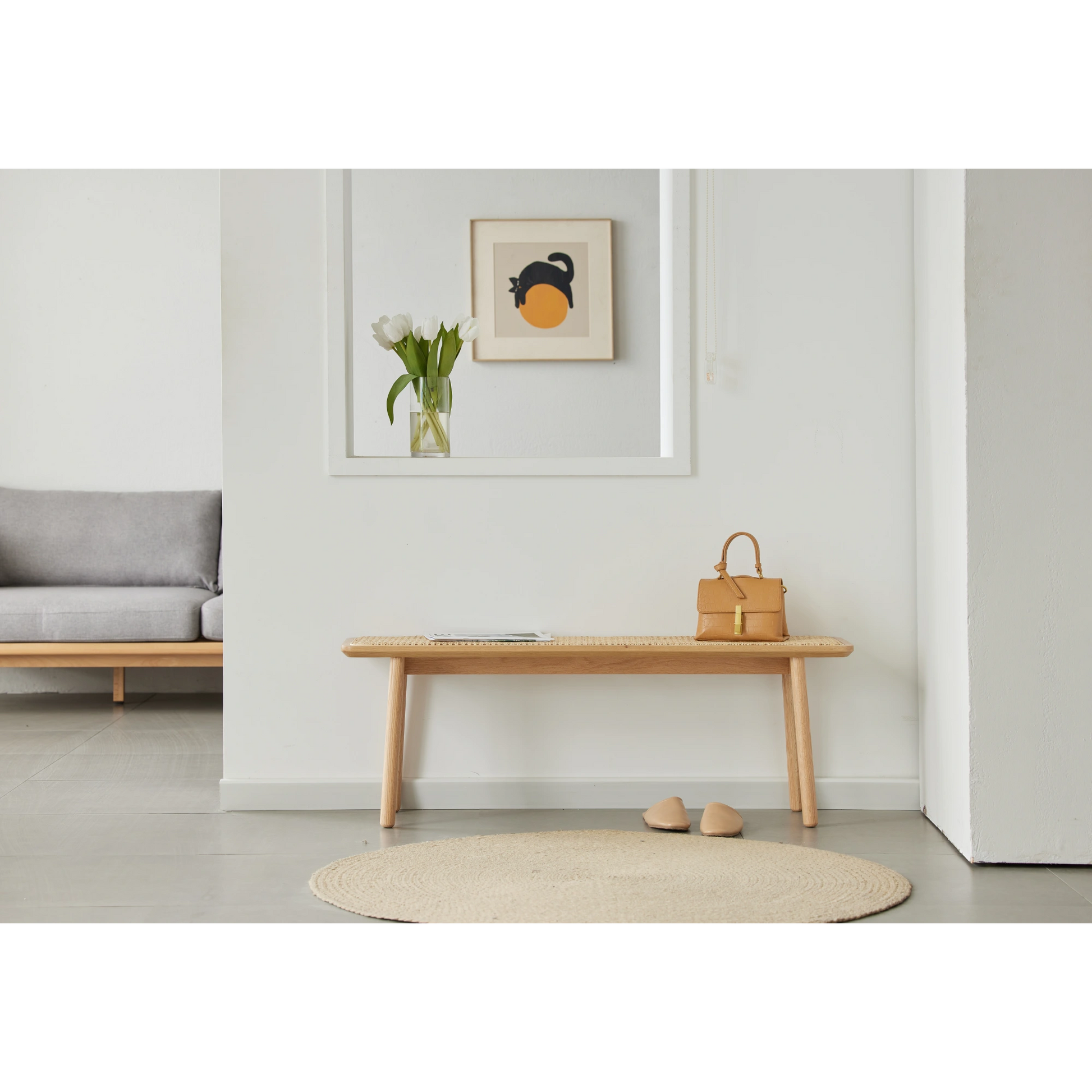 Solidwood Fuji Rattan Bench, 80cm