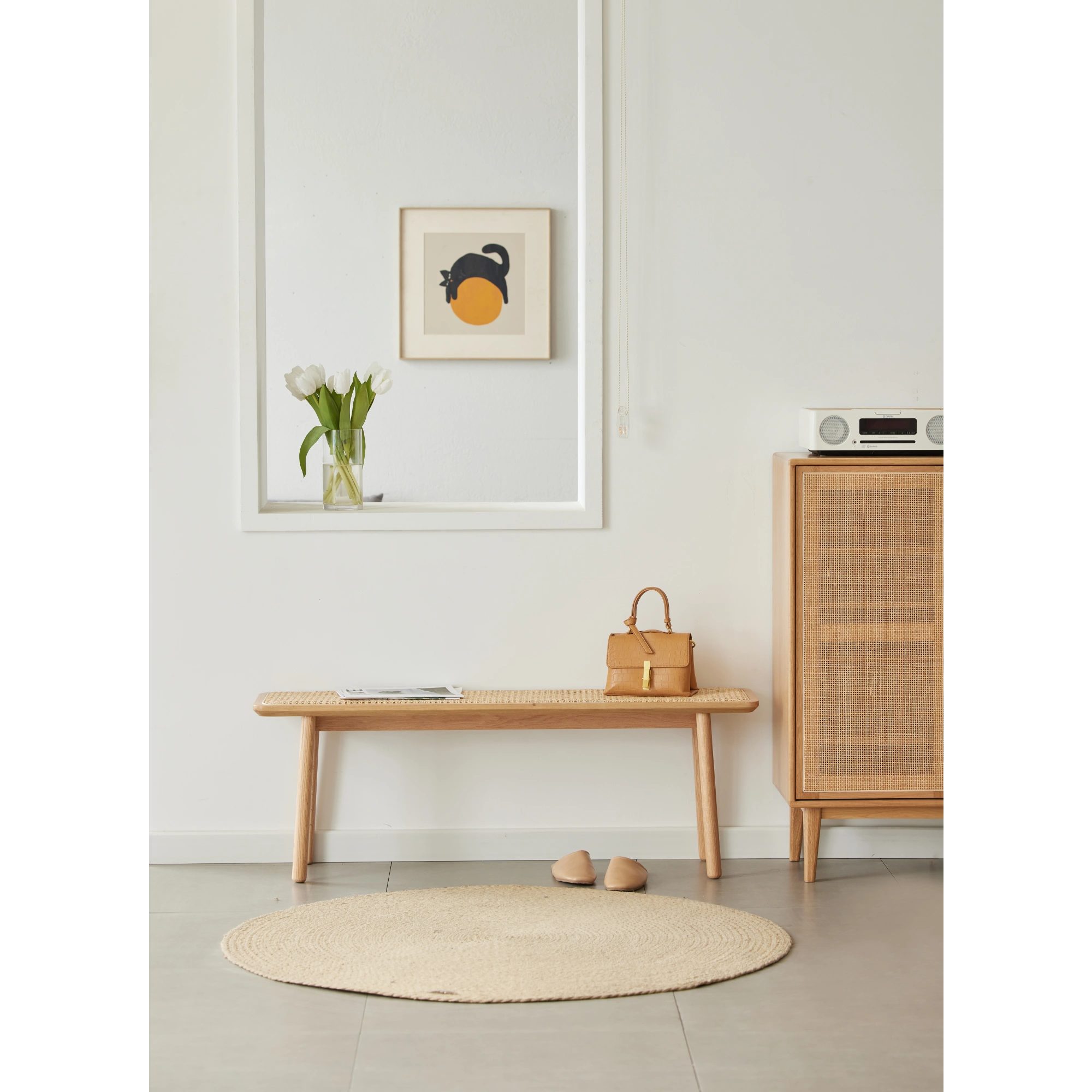 Solidwood Fuji Rattan Bench, 80cm
