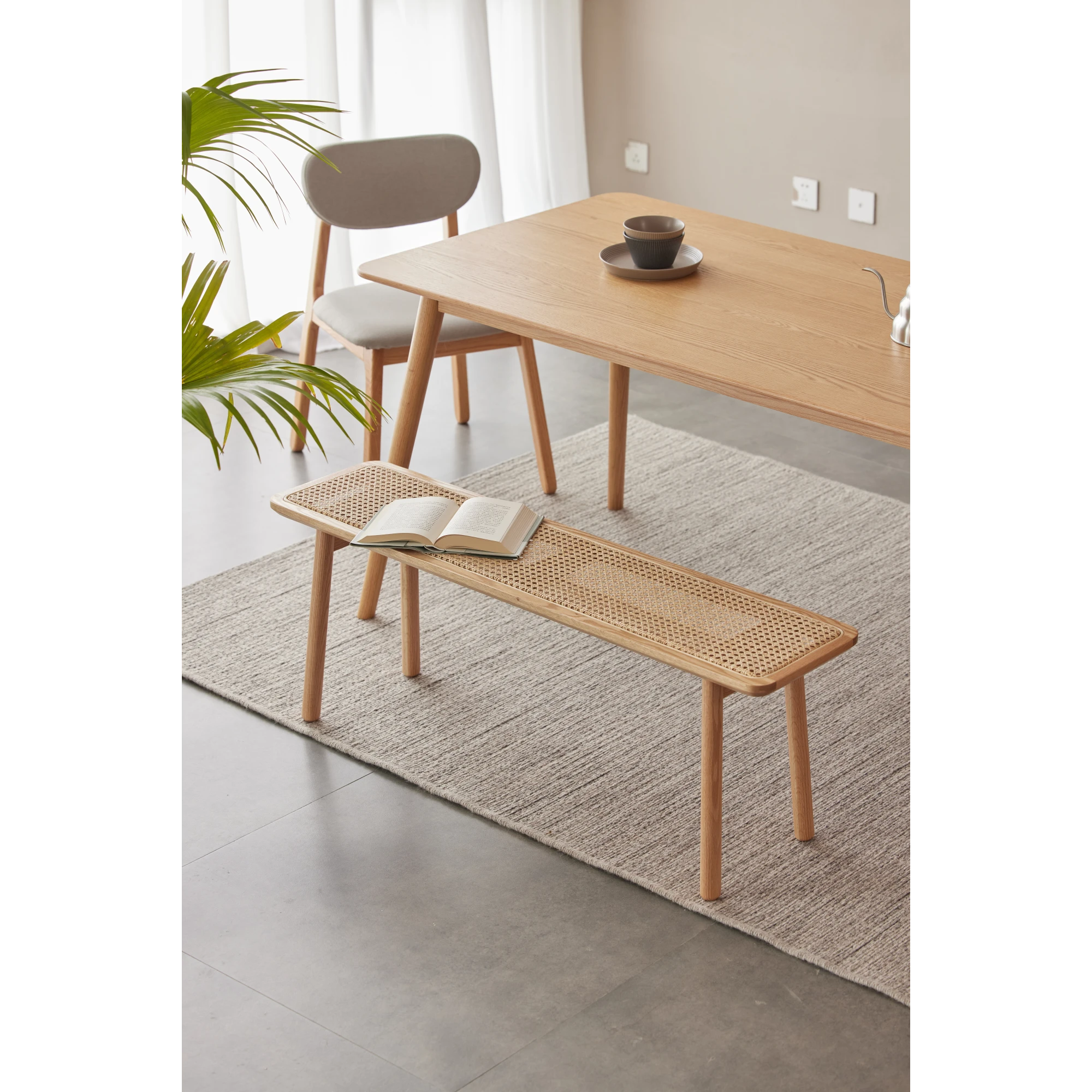 Solidwood Fuji Rattan Bench, 80cm
