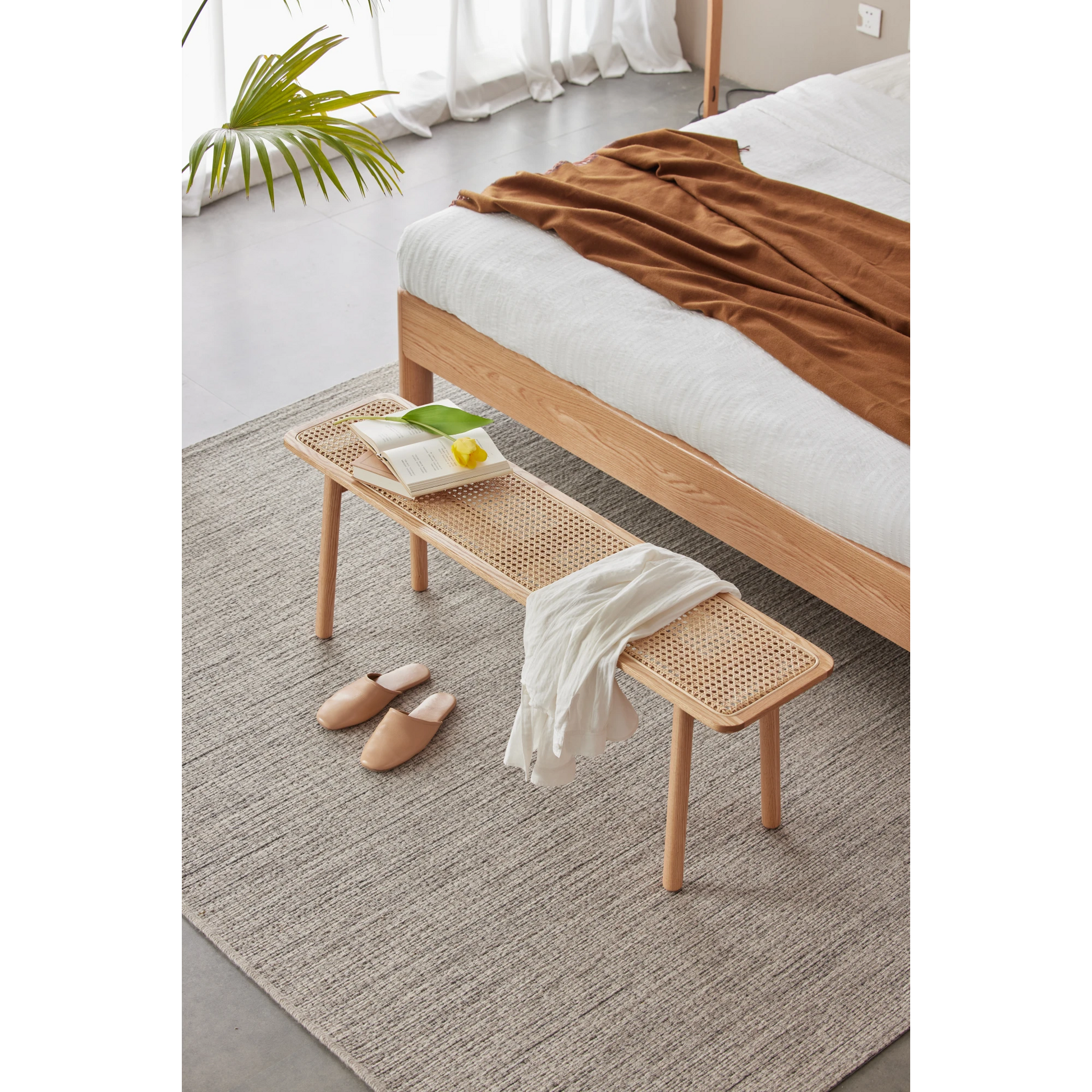Solidwood Fuji Rattan Bench, 80cm