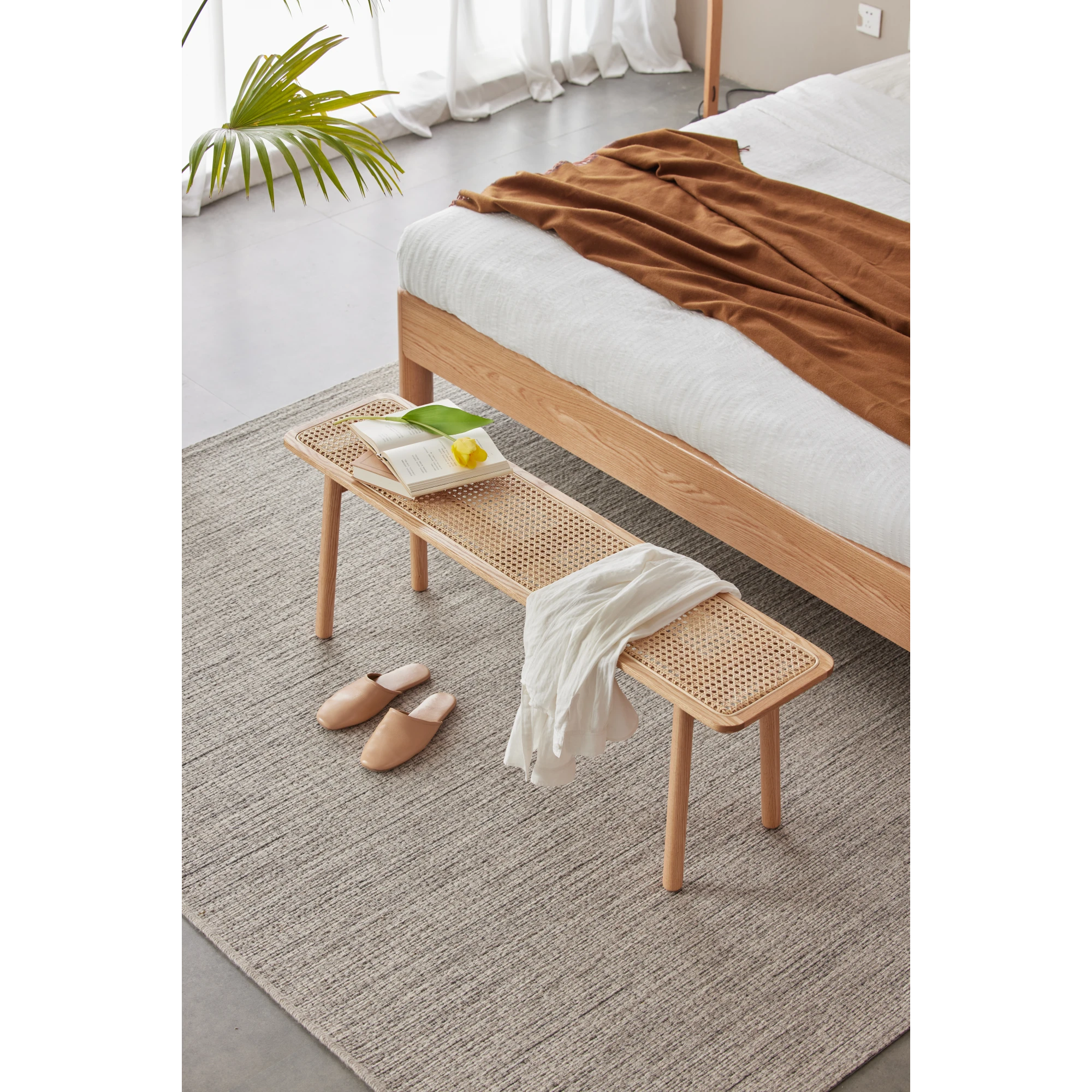 Solidwood Fuji Rattan Bench, 80cm