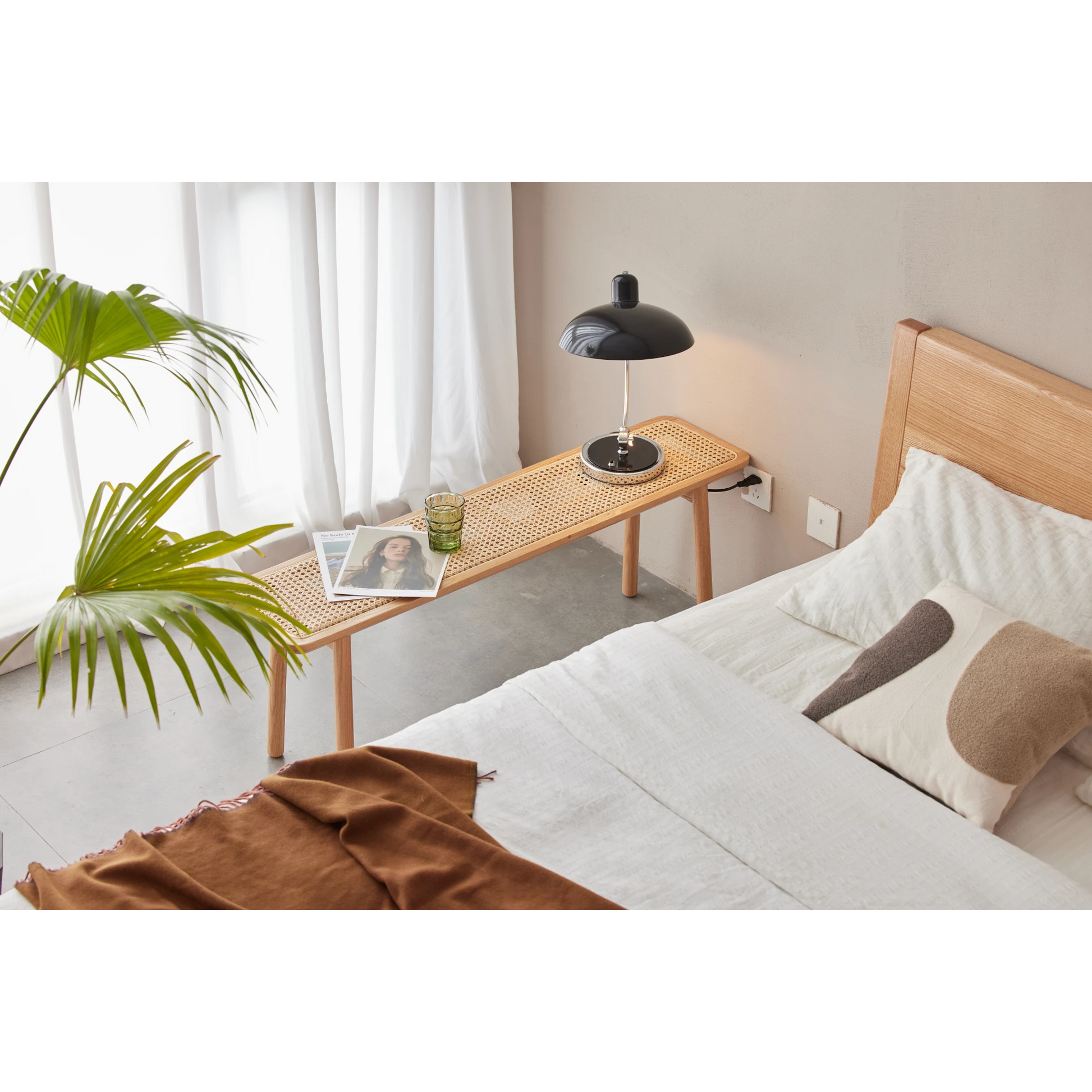 Solidwood Fuji Rattan Bench, 80cm