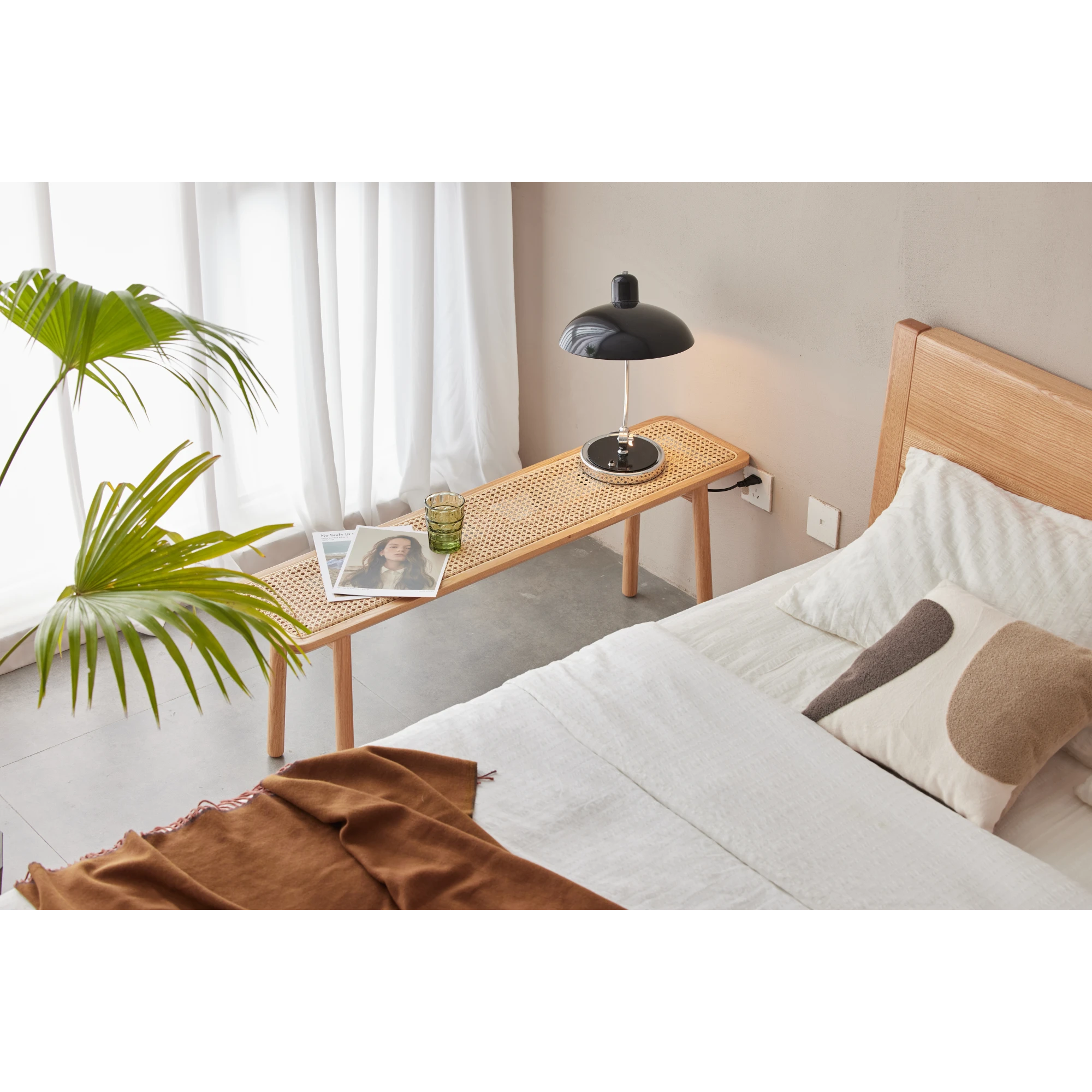 Solidwood Fuji Rattan Bench, 80cm