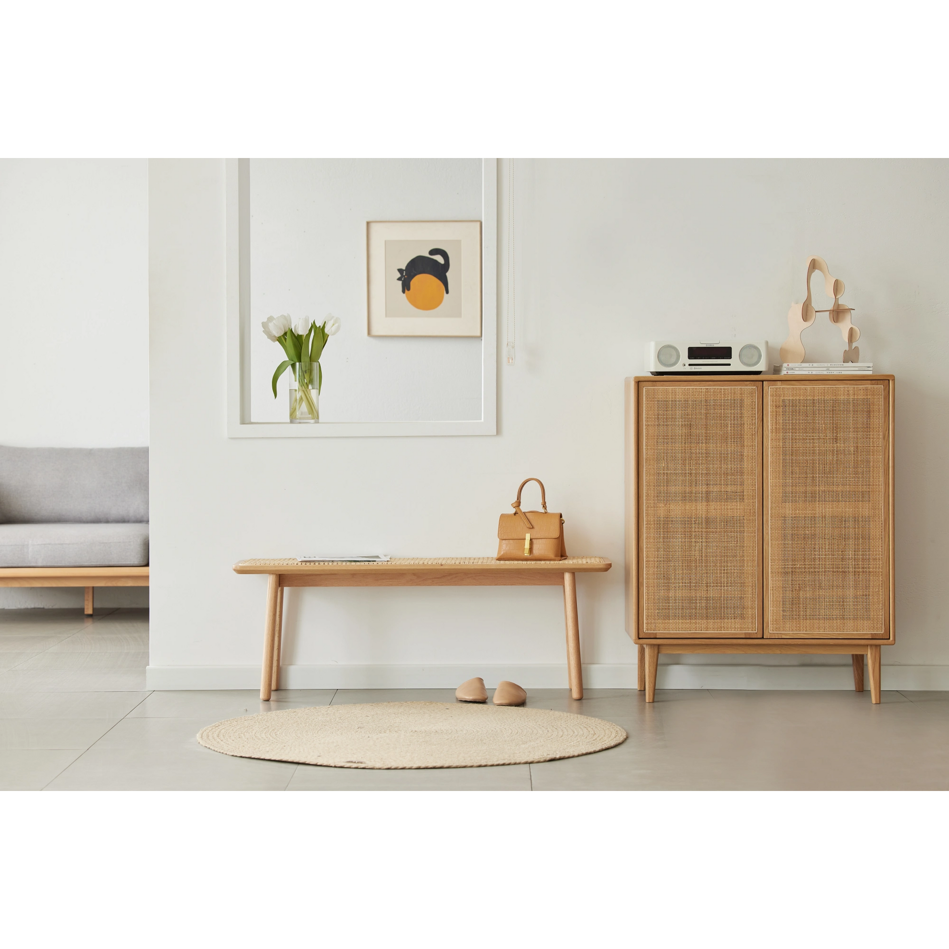 Solidwood Fuji Rattan Bench, 80cm