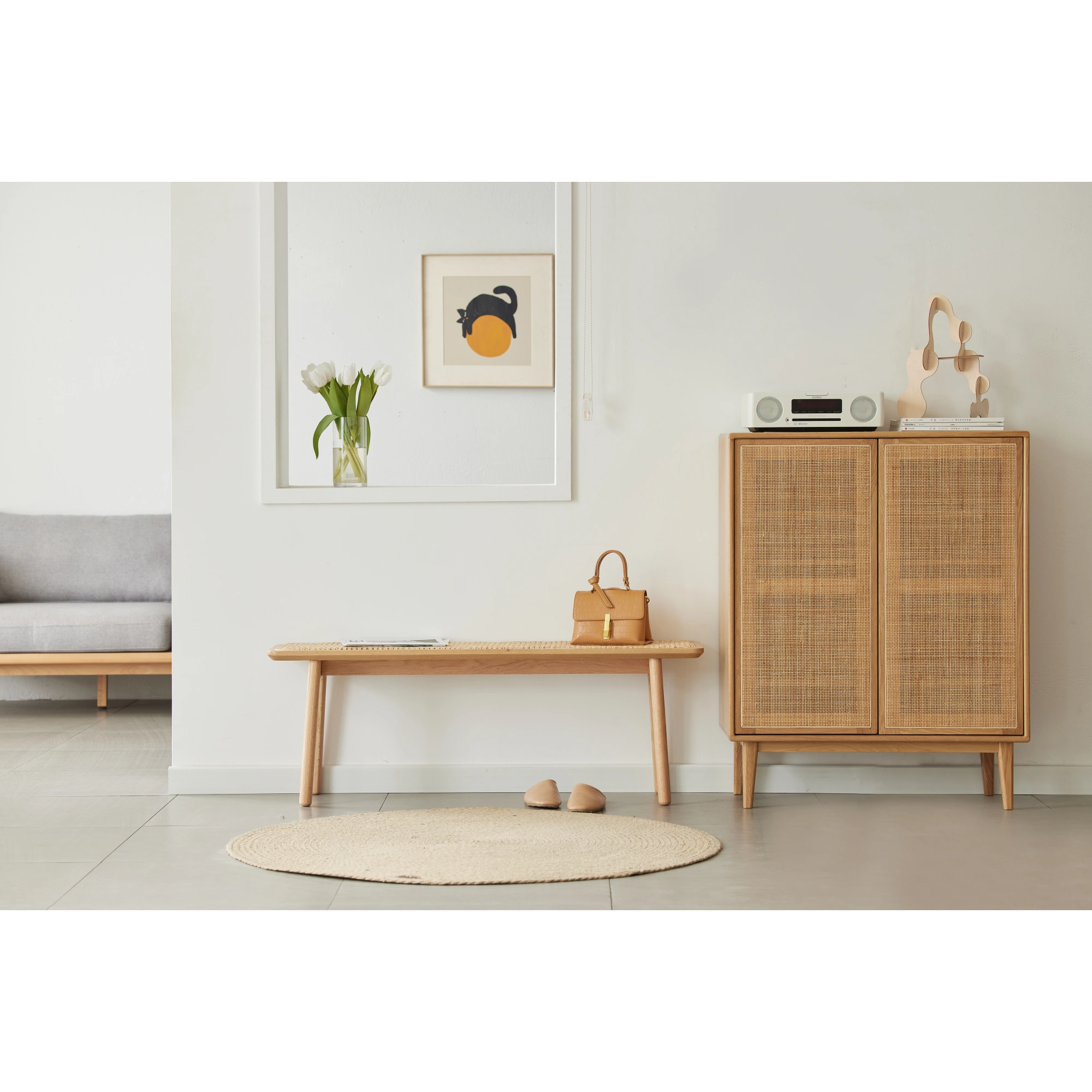 Solidwood Fuji Rattan Bench, 80cm