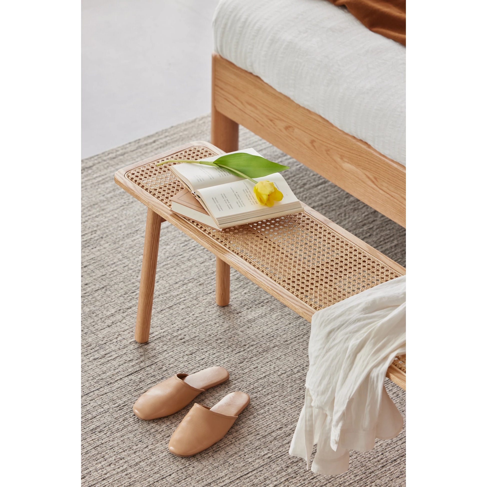 Solidwood Fuji Rattan Bench, 80cm