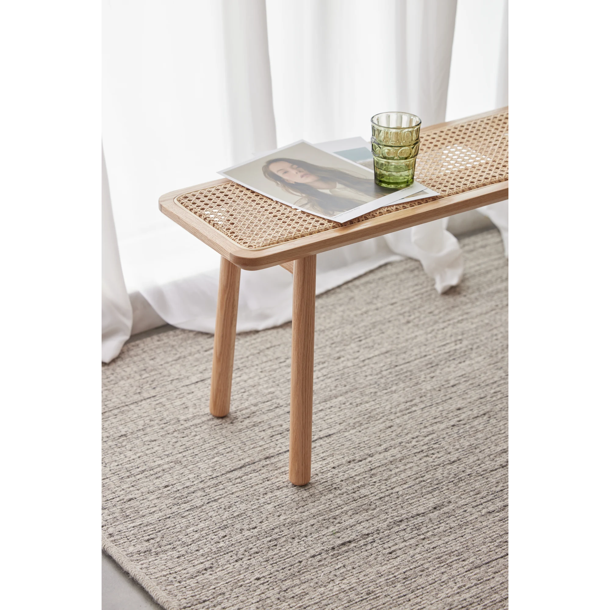 Solidwood Fuji Rattan Bench, 80cm