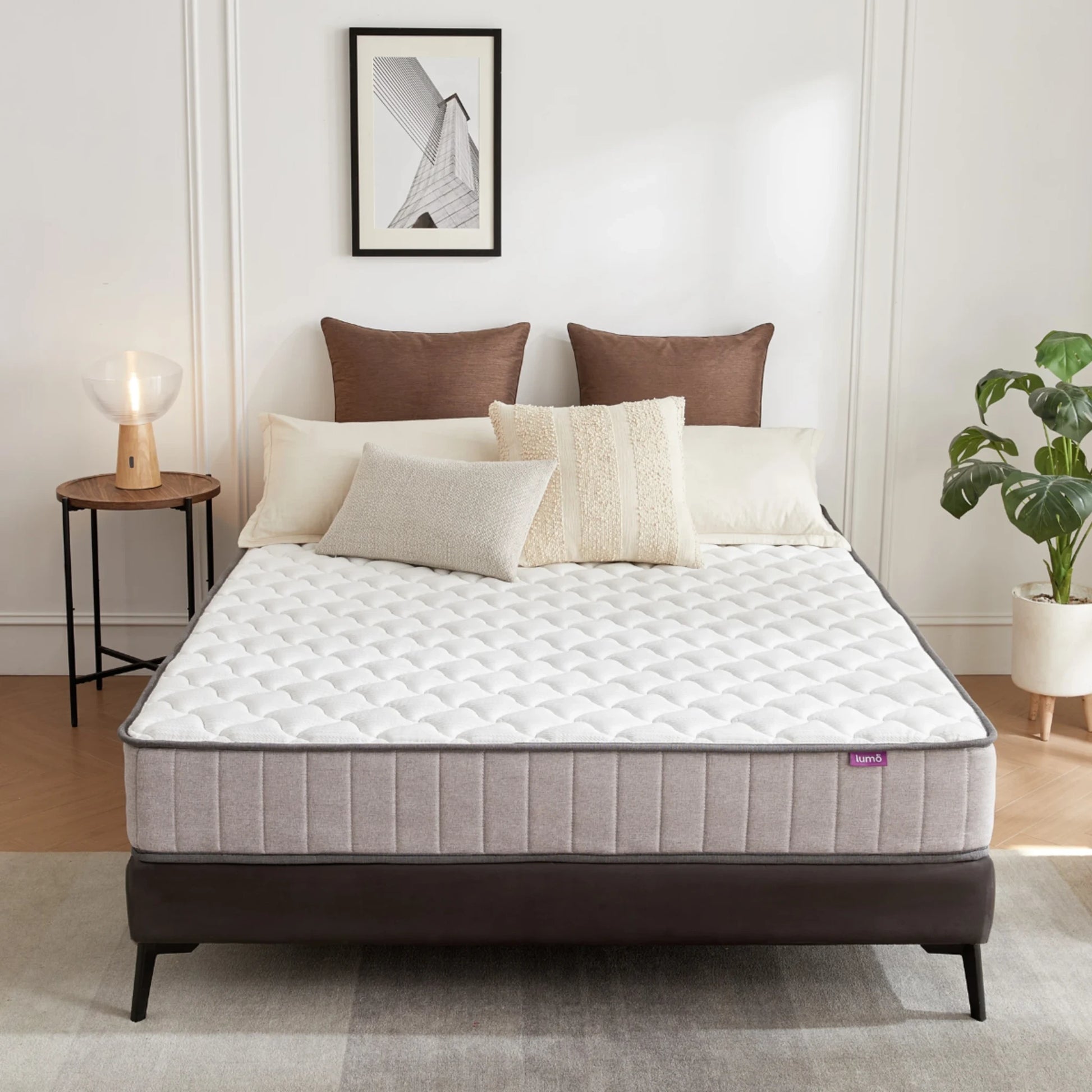 Lumo Comfort Hybrid Mattress, Medium Firm, White, Grey