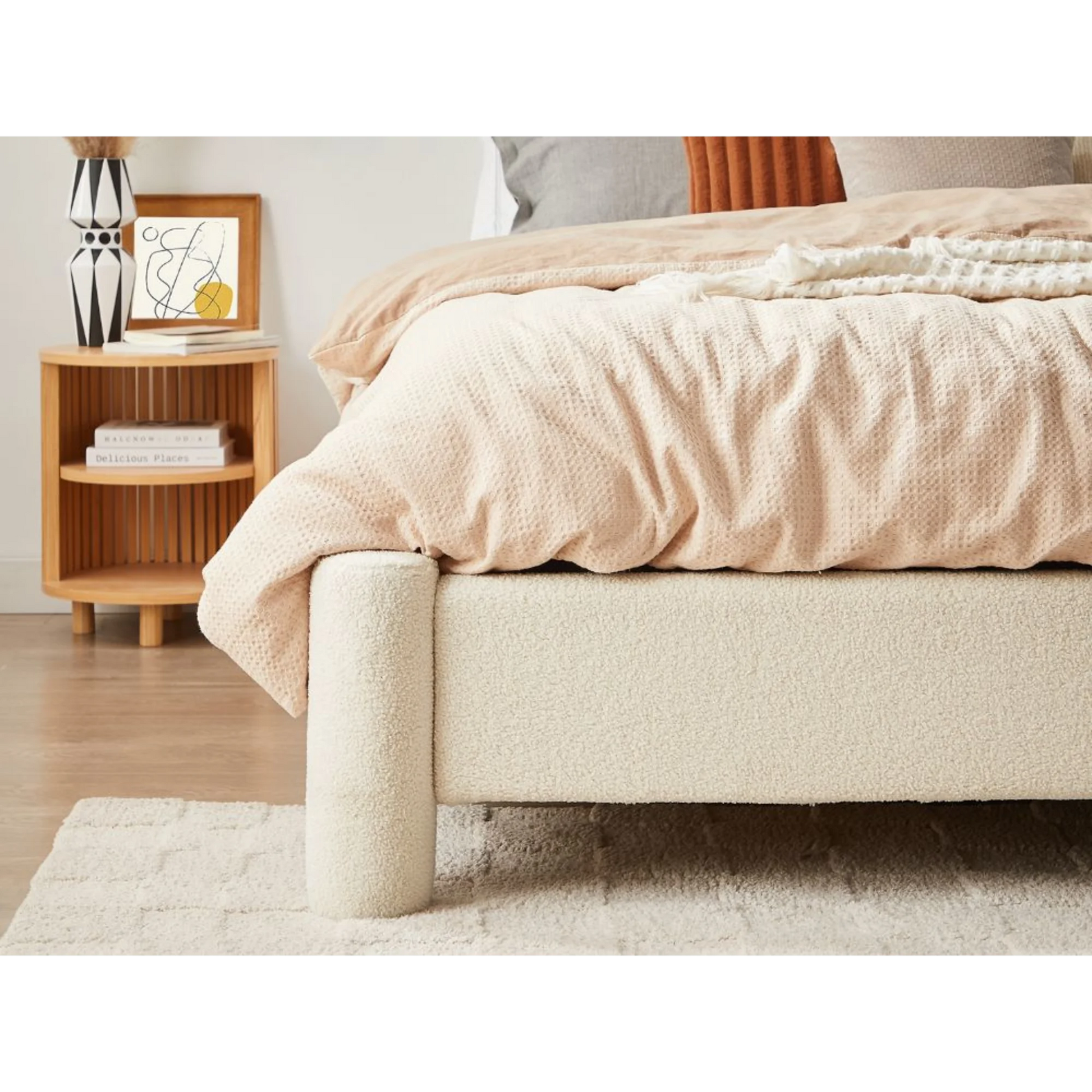 Lifely Zach Boucle Bed Base, Off-White