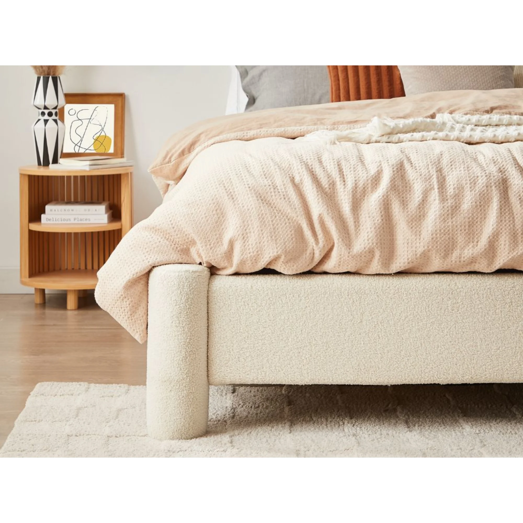 Lifely Zach Boucle Bed Base, Off-White