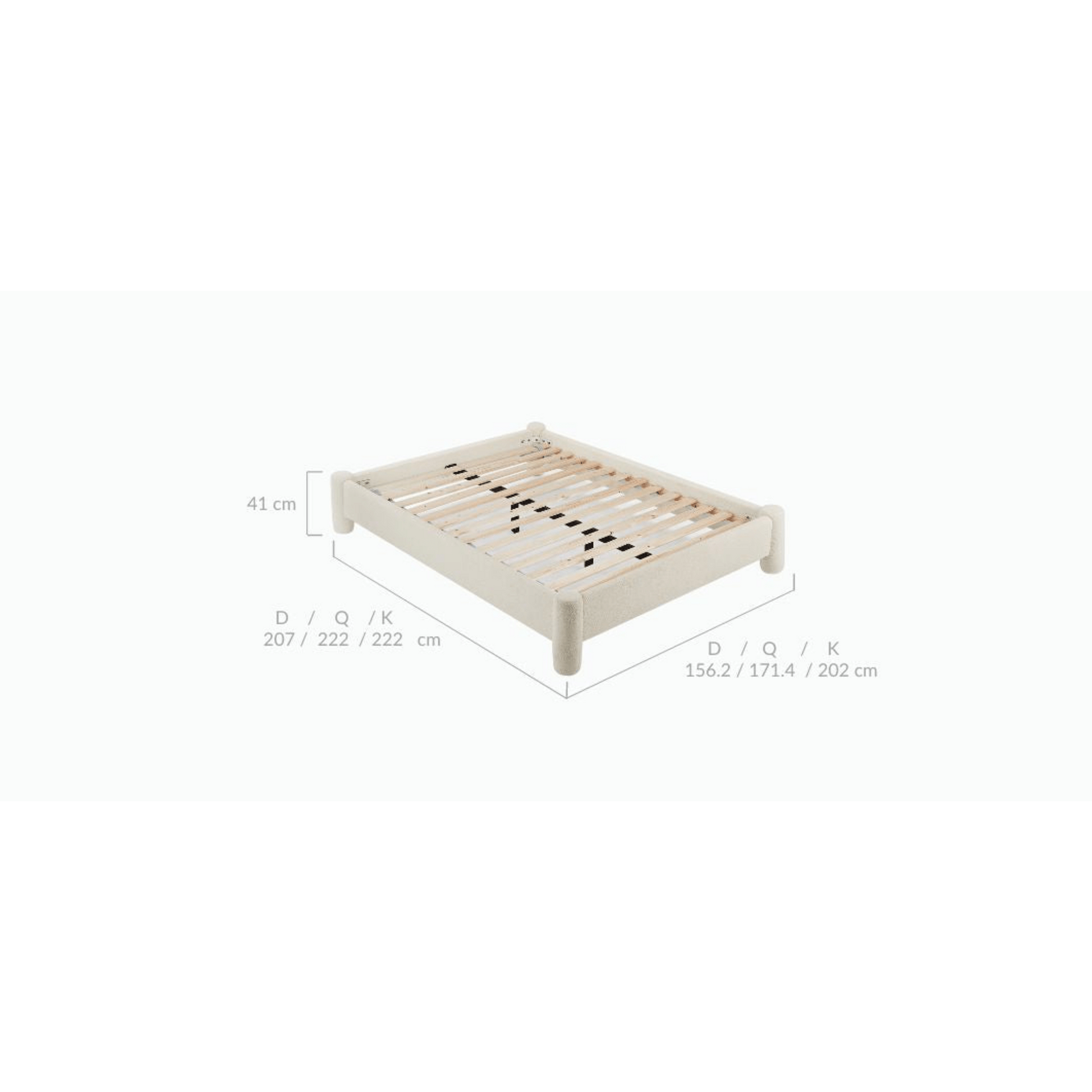 Lifely Zach Boucle Bed Base, Off-White
