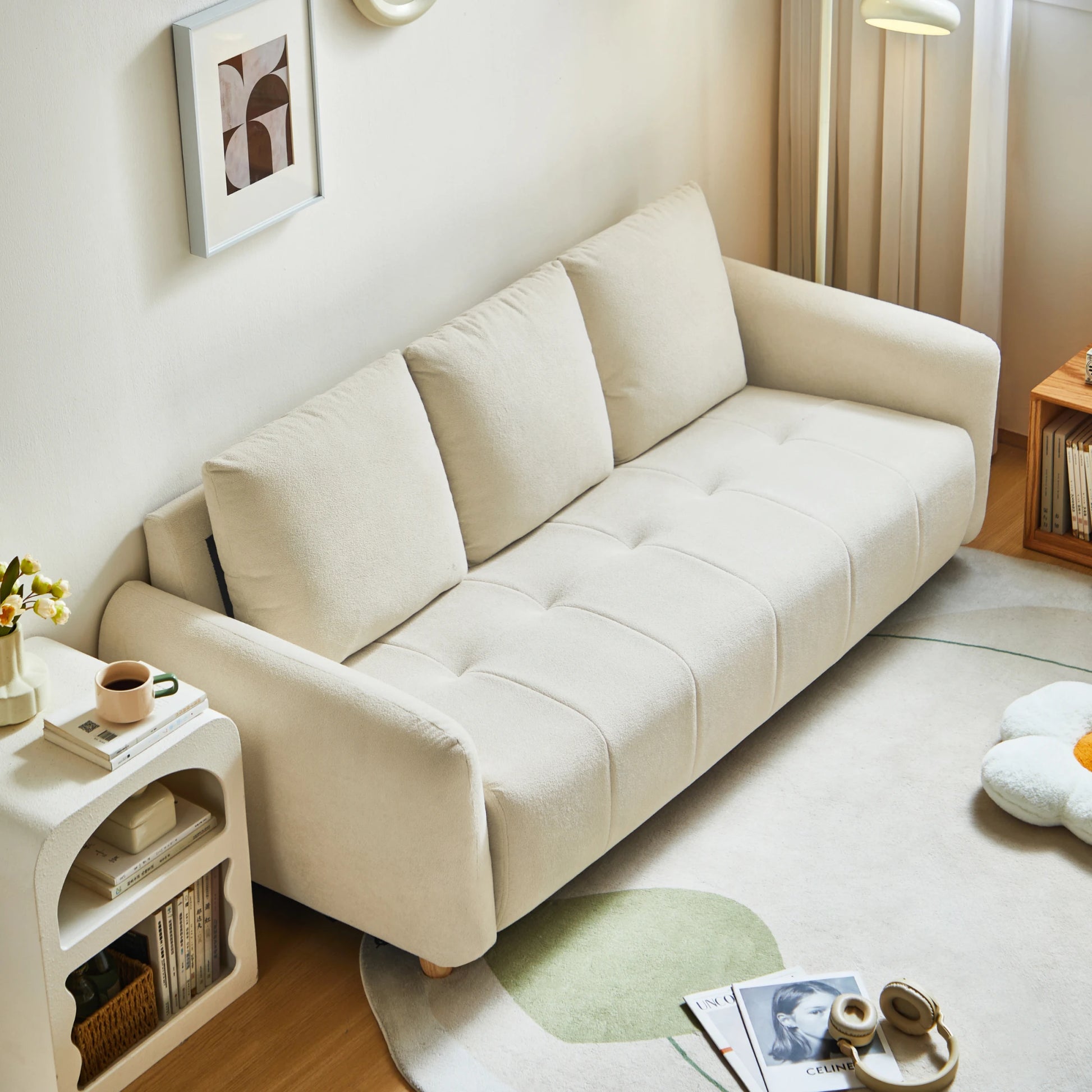 Linspire Aero 3-Seater Boucle Sofa, Off-White