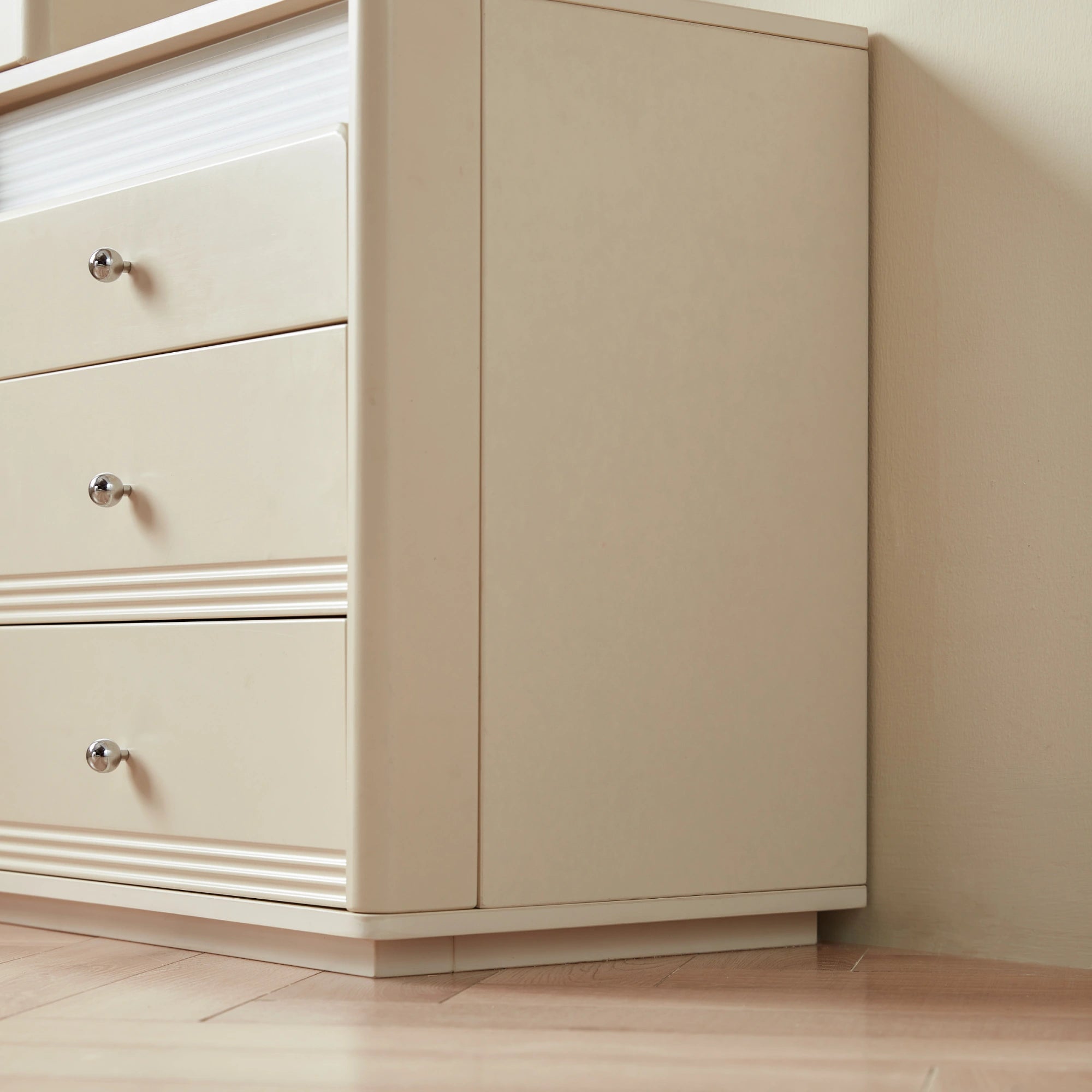 Linspire Genesis Glass Top Dressing Table with Chest Of 3 Drawers