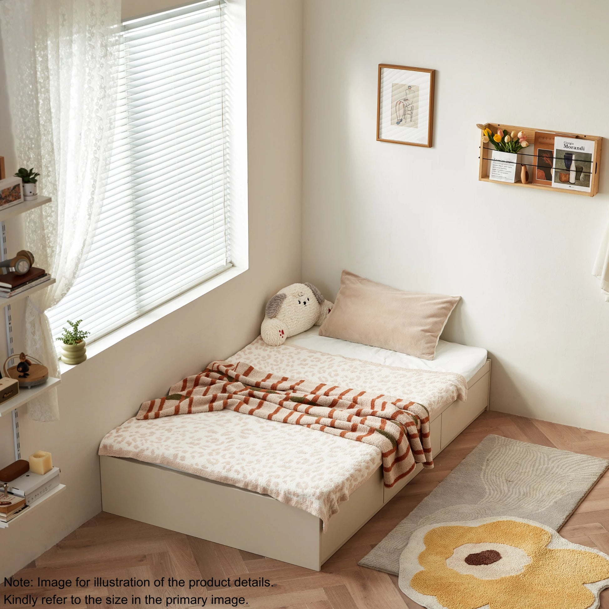 Linspire Lattice Bed Base With Drawers, Light Grey