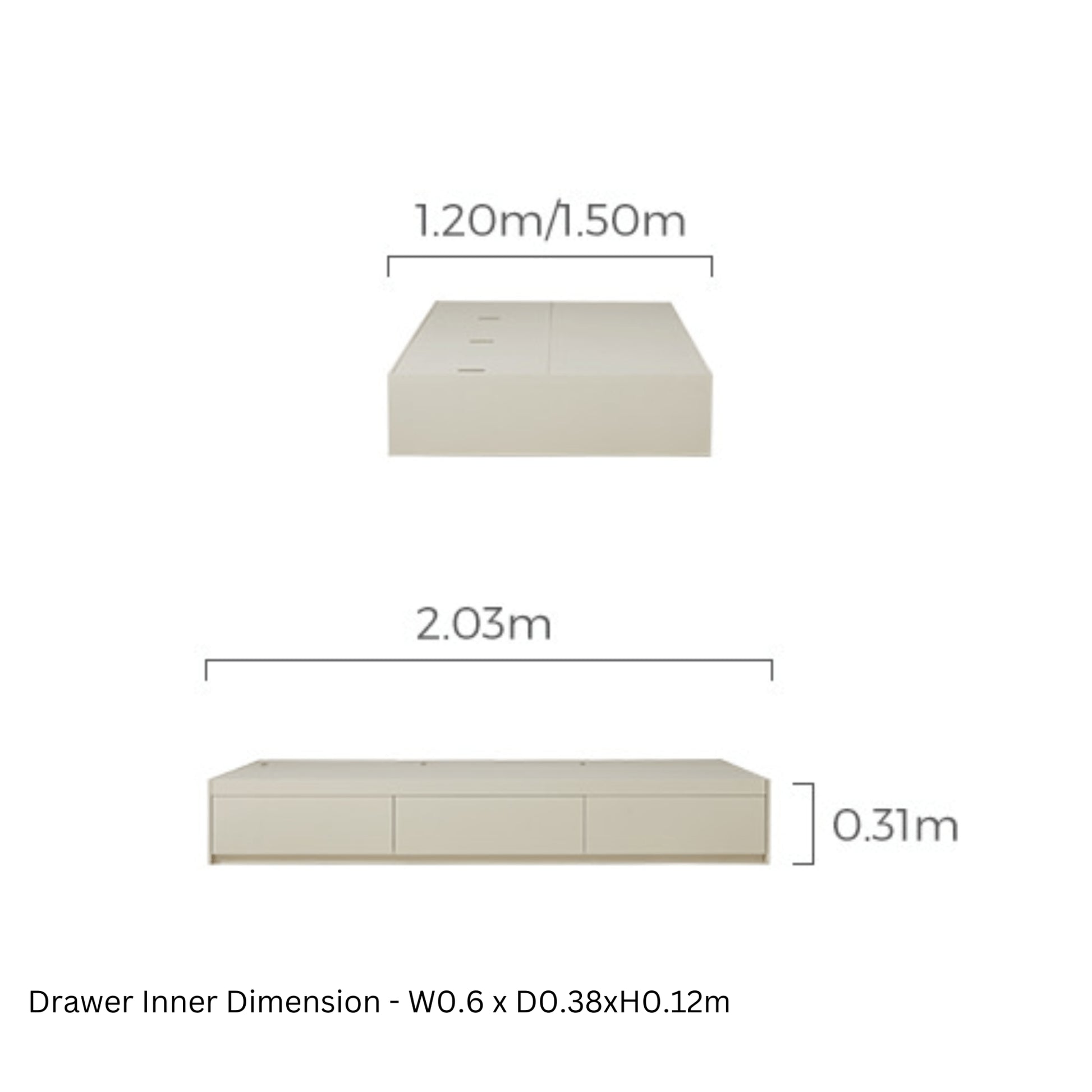 Linspire Lattice Bed Base With Drawers, Light Grey