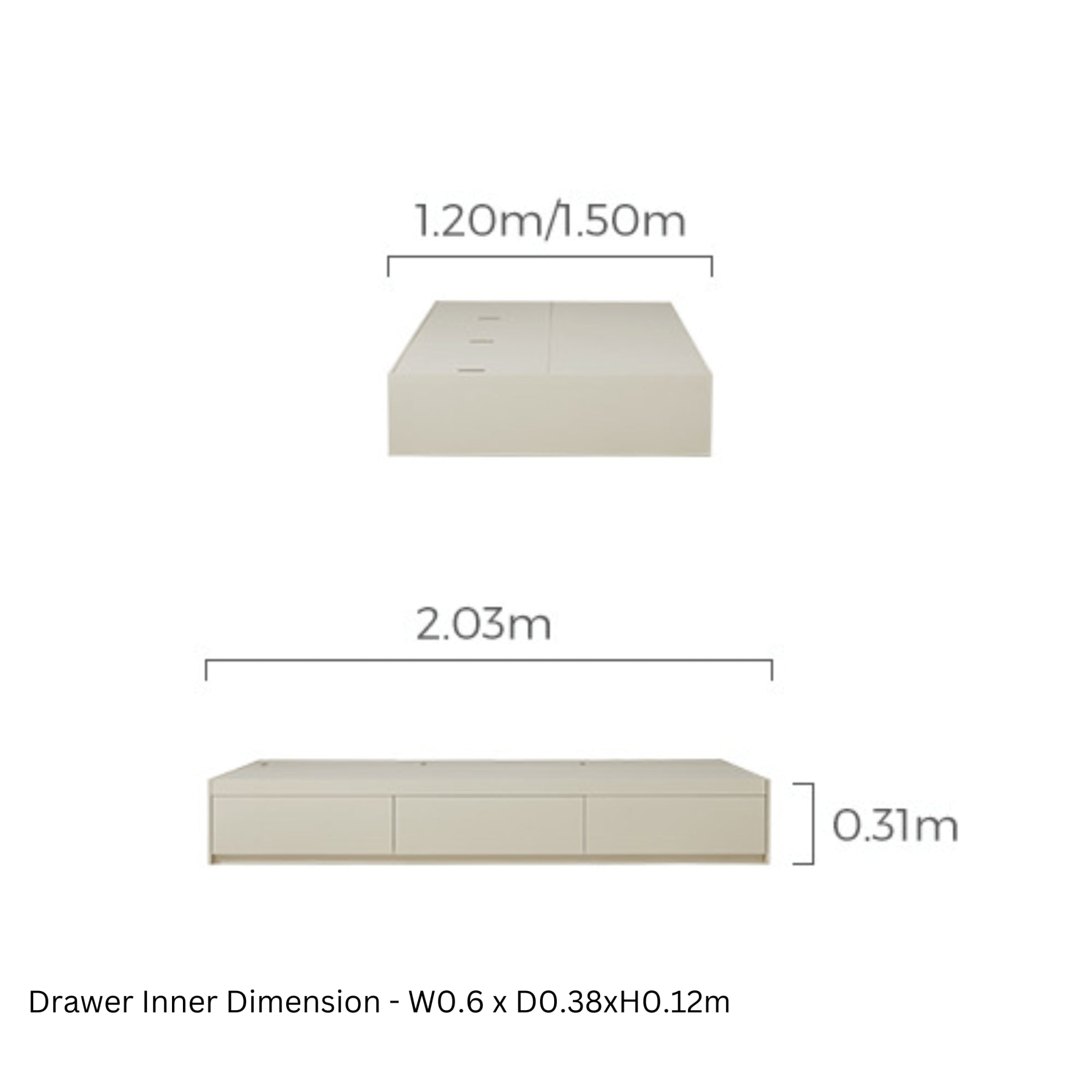 Linspire Lattice Bed Base With Drawers, Light Grey