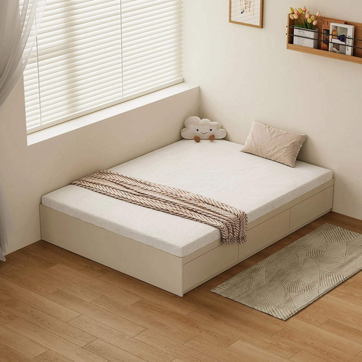 Linspire Lattice Bed Base With Drawers, Light Grey