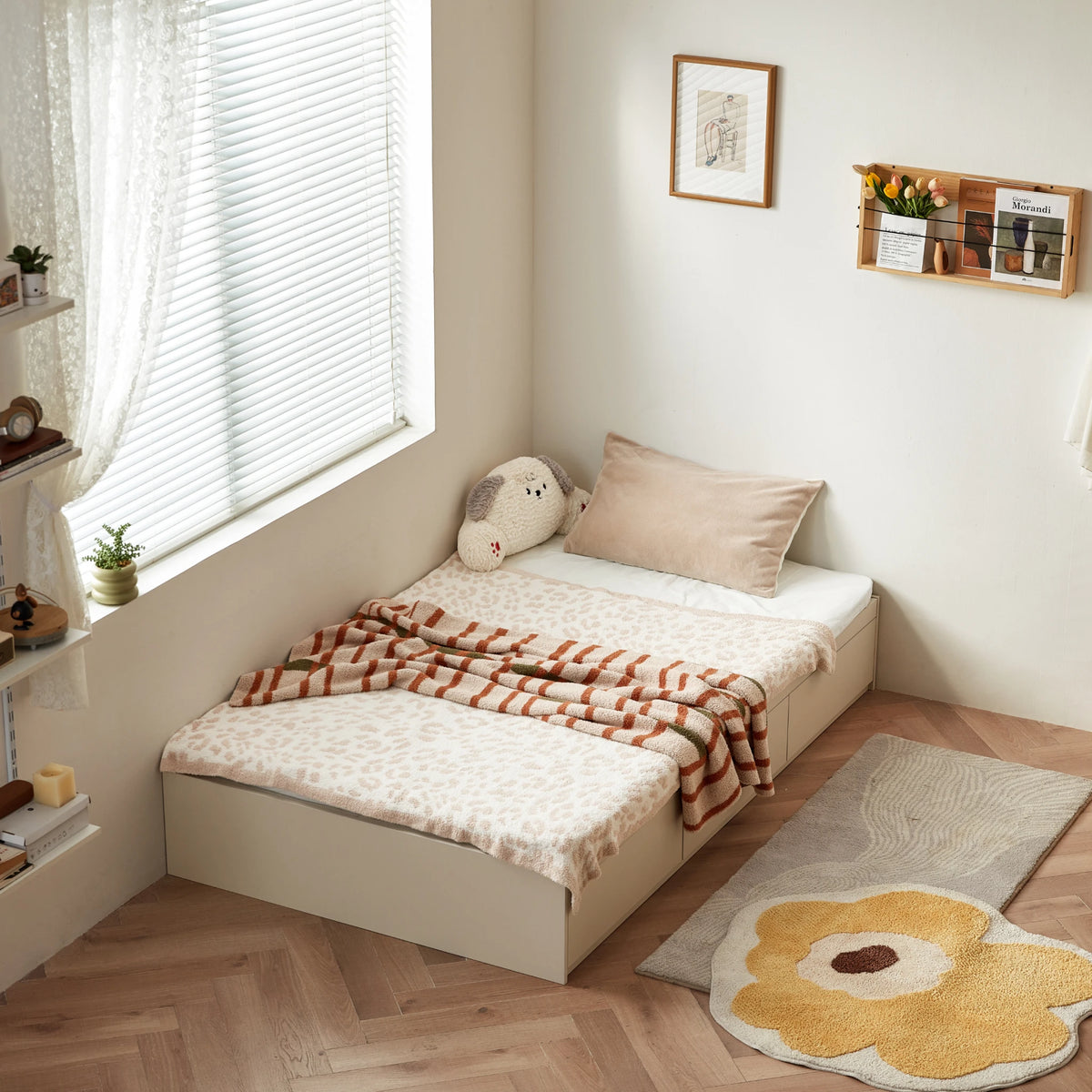 Linspire Lattice Bed Base With Drawers, Light Grey