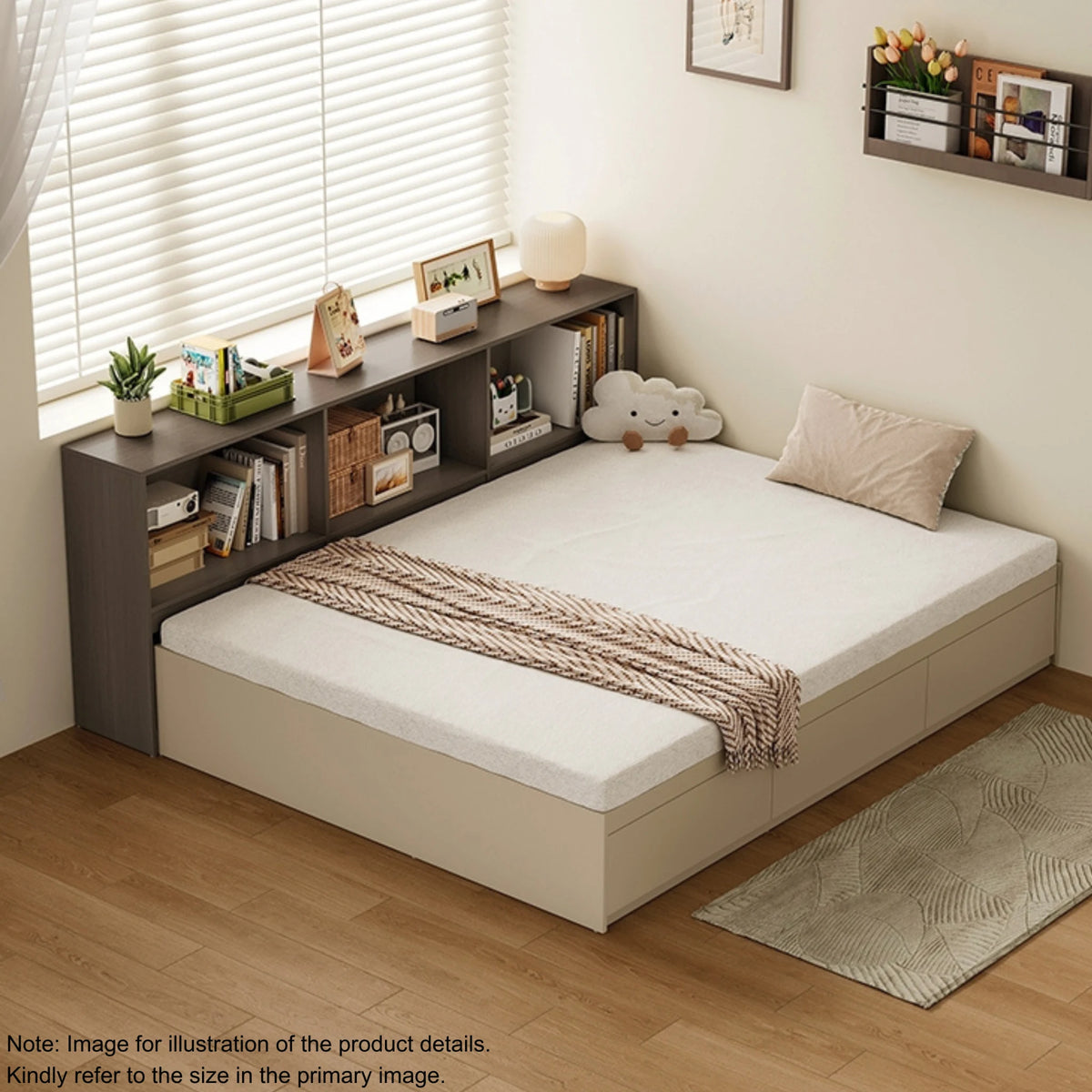 Linspire Lattice Bed Base With Drawers, Light Grey