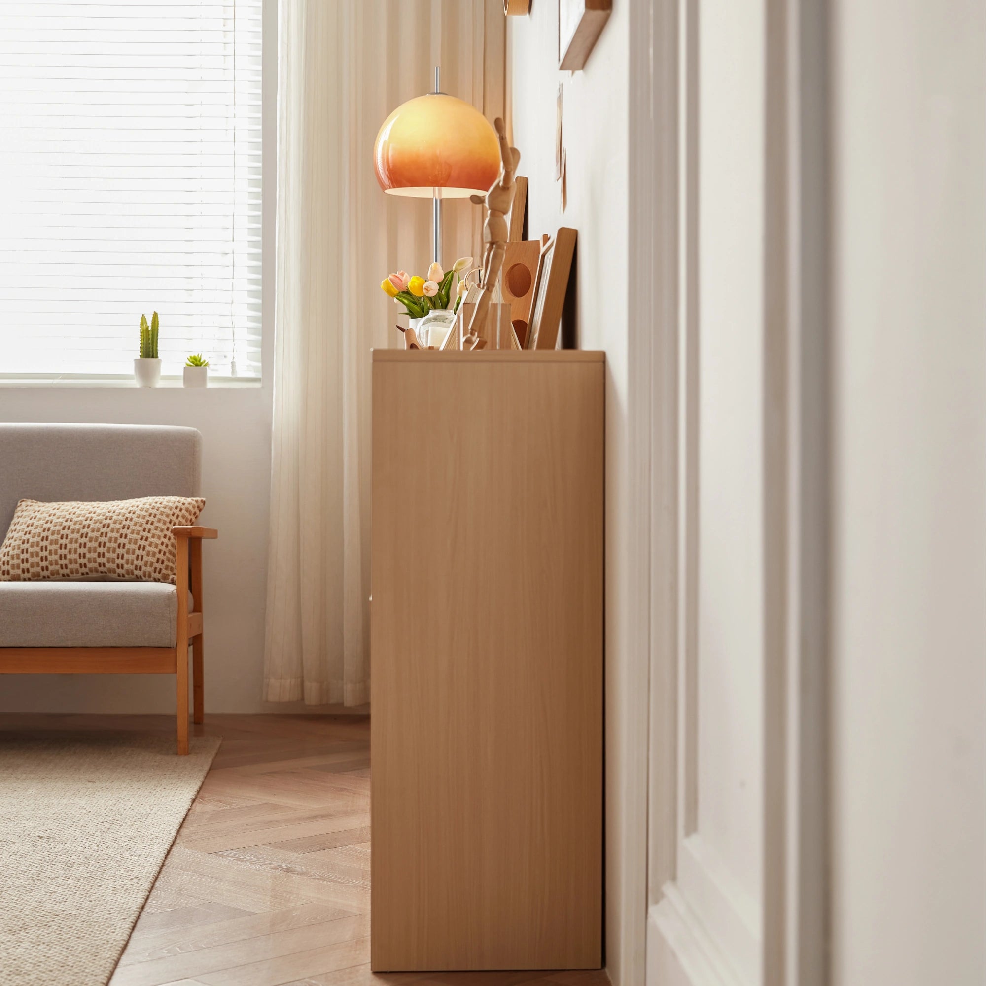 Linspire Lattice Bed Base With Drawers And Storage Cabinet, Light Grey, Natural Wood