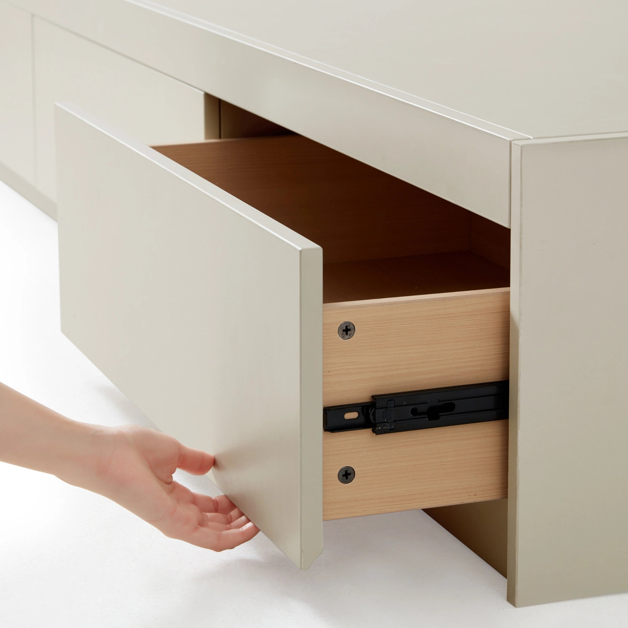 Linspire Lattice Bed Base With Drawers And Storage Cabinet, Light Grey, Natural Wood