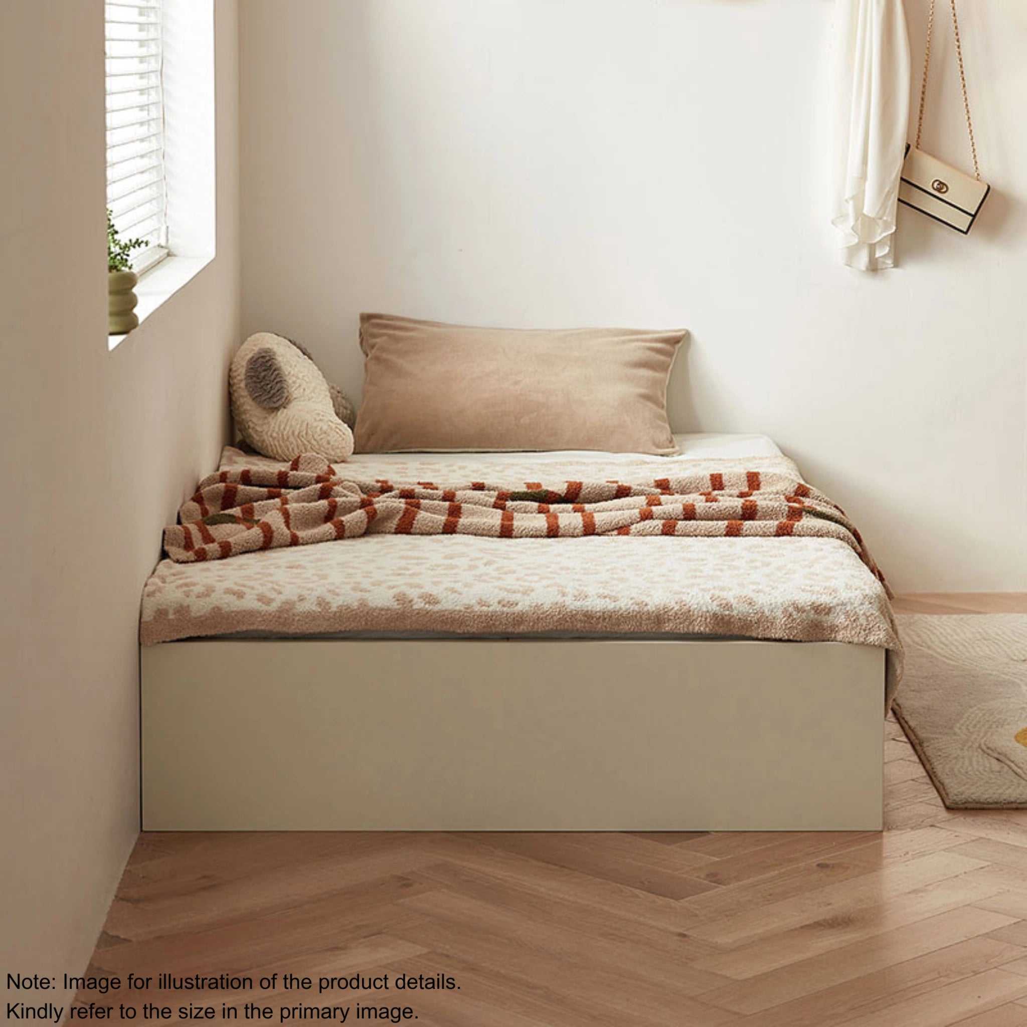 Linspire Lattice Bed Base With Drawers And Storage Cabinet, Light Grey, Natural Wood