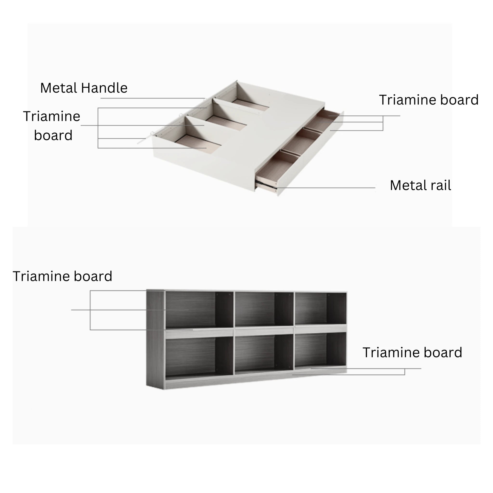 Linspire Lattice Bed Base With Drawers And Storage Cabinet, Light Grey, Natural Wood