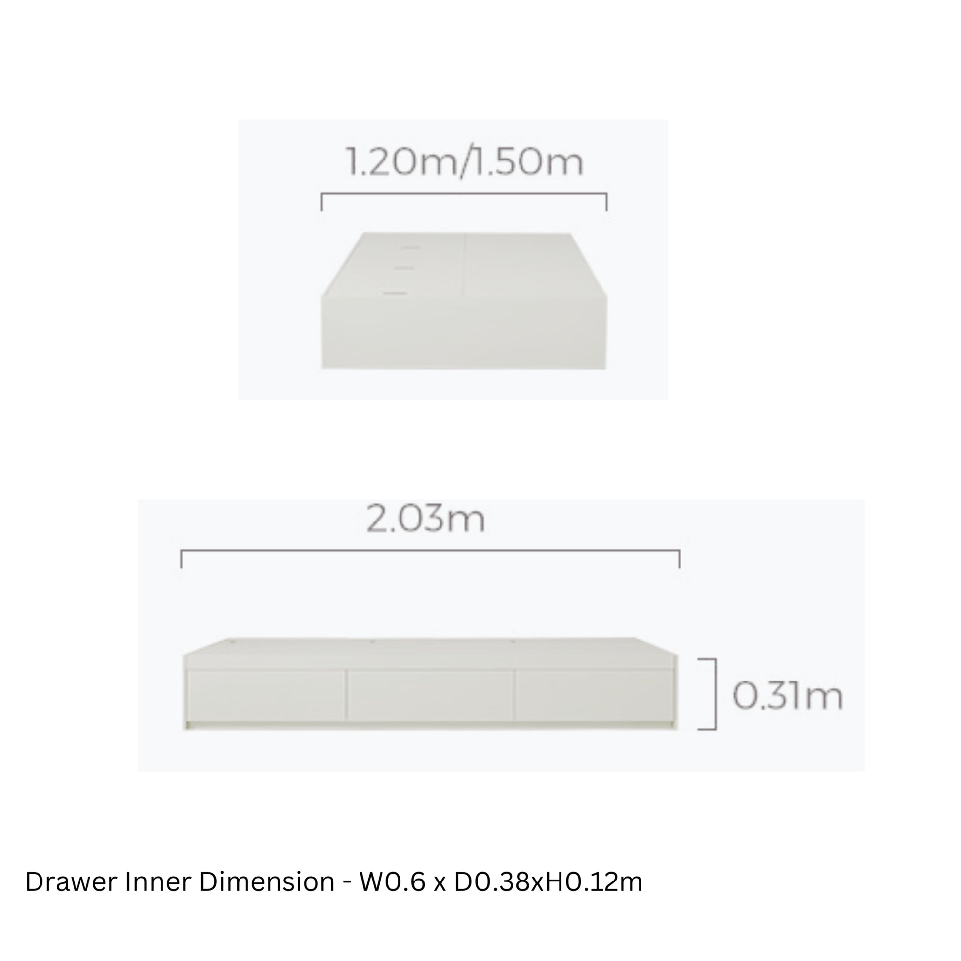 Linspire Lattice Bed Base With Drawers And Storage Cabinet, Light Grey, Natural Wood